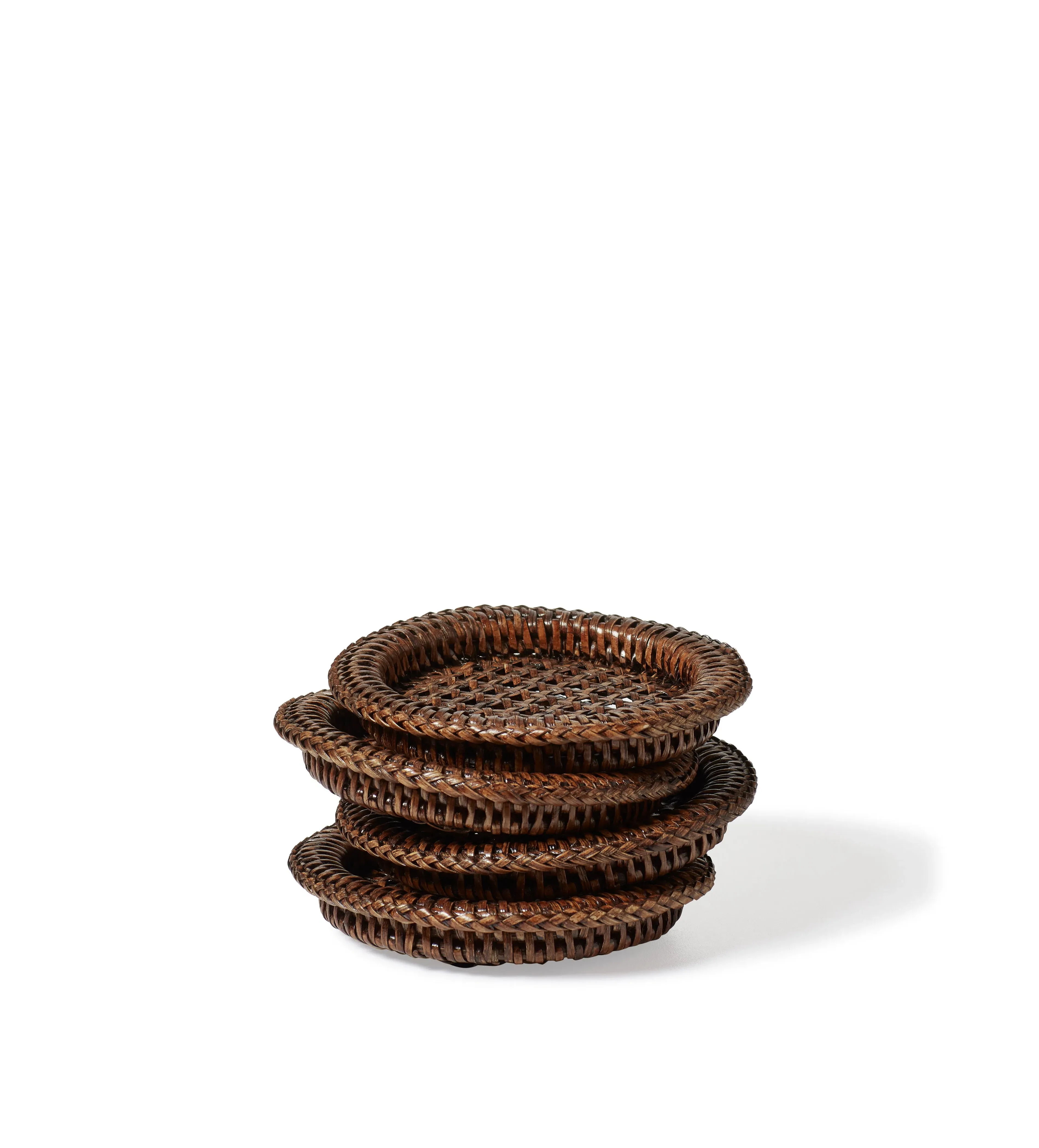 4-Piece Coaster Set - Antique Brown, Rattan image