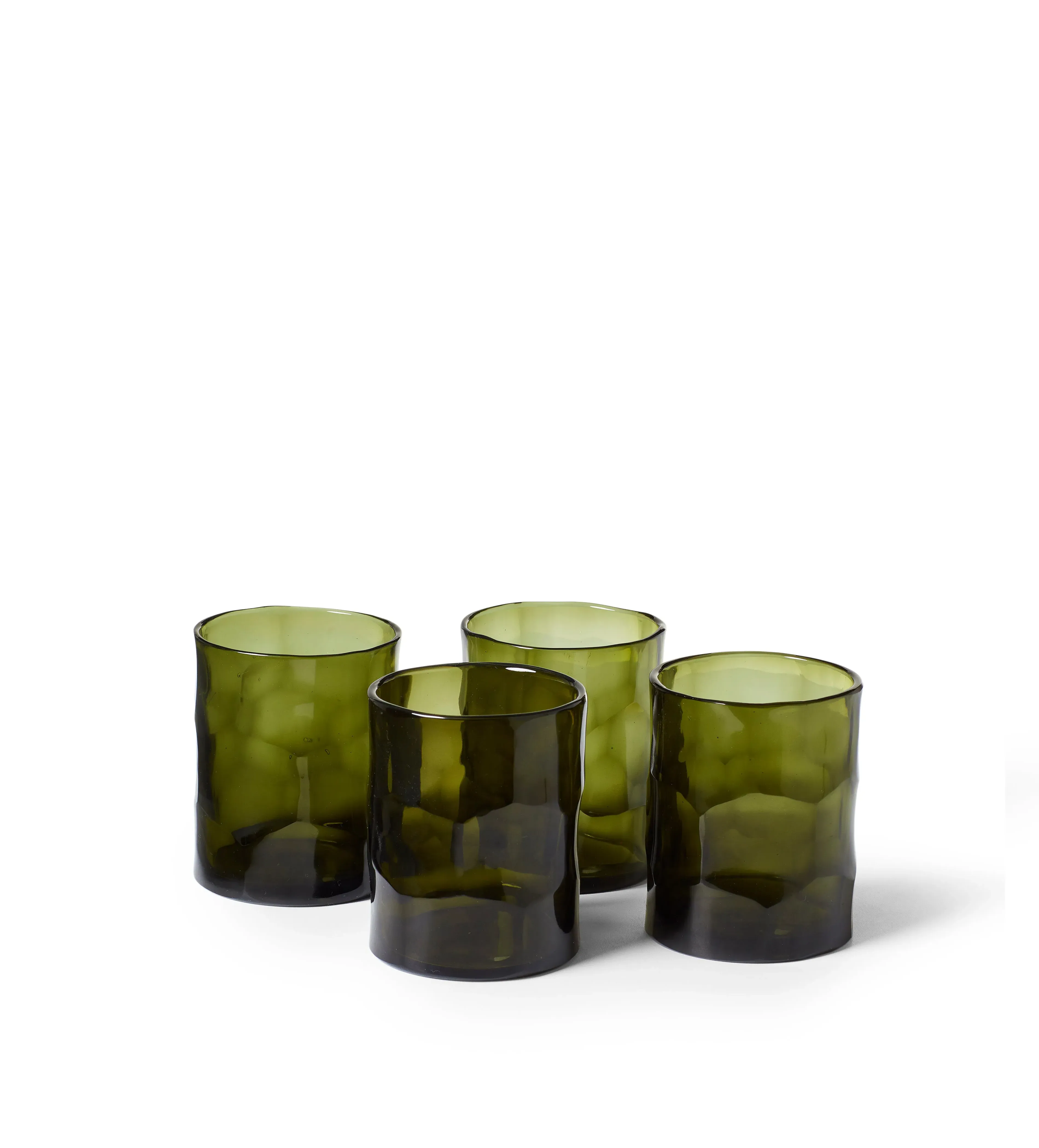 4-Piece Tumbler Set - Green, Hand-Cut Glass image