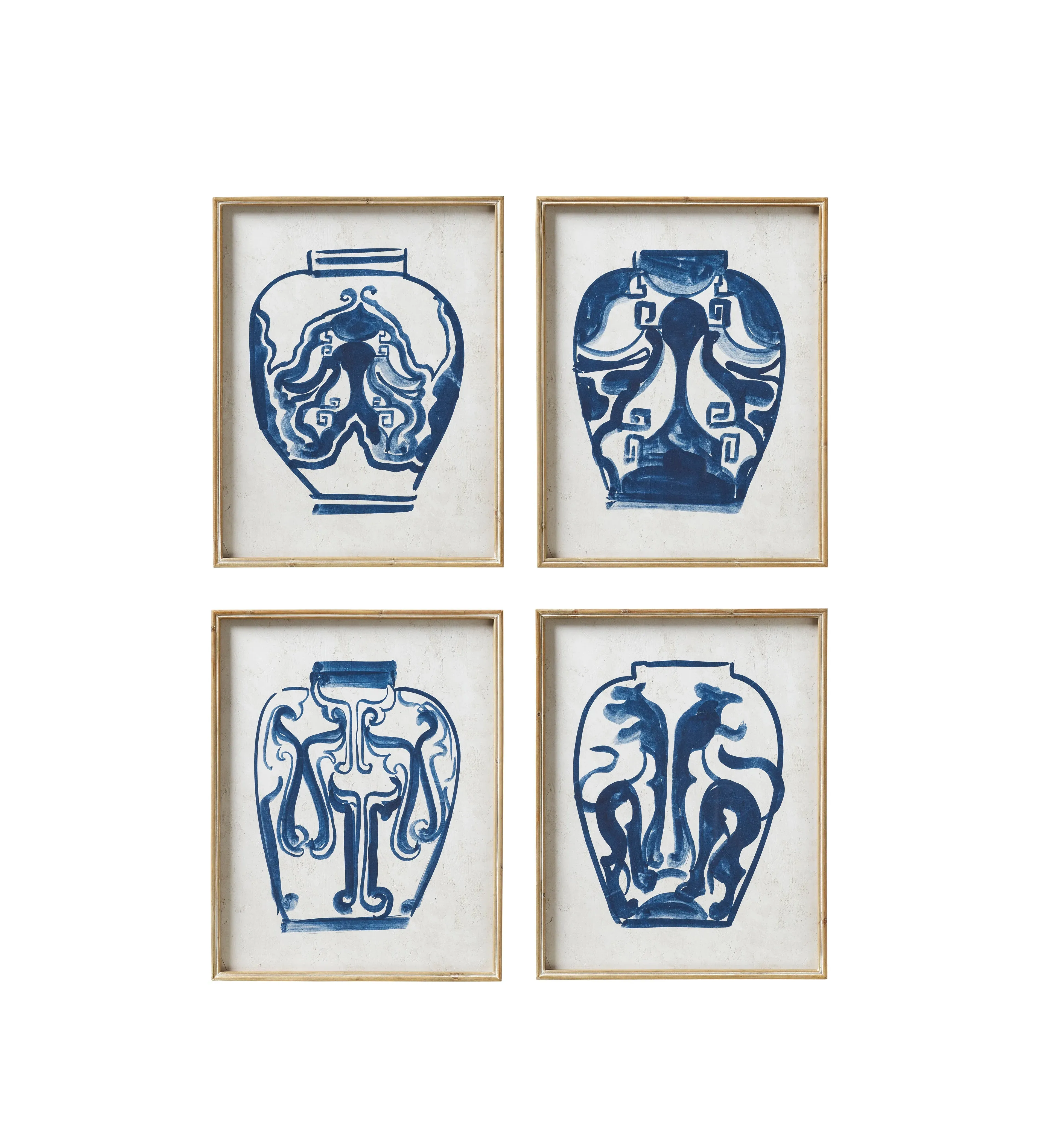 4-Piece Vase Print Set - Indigo, Paper image
