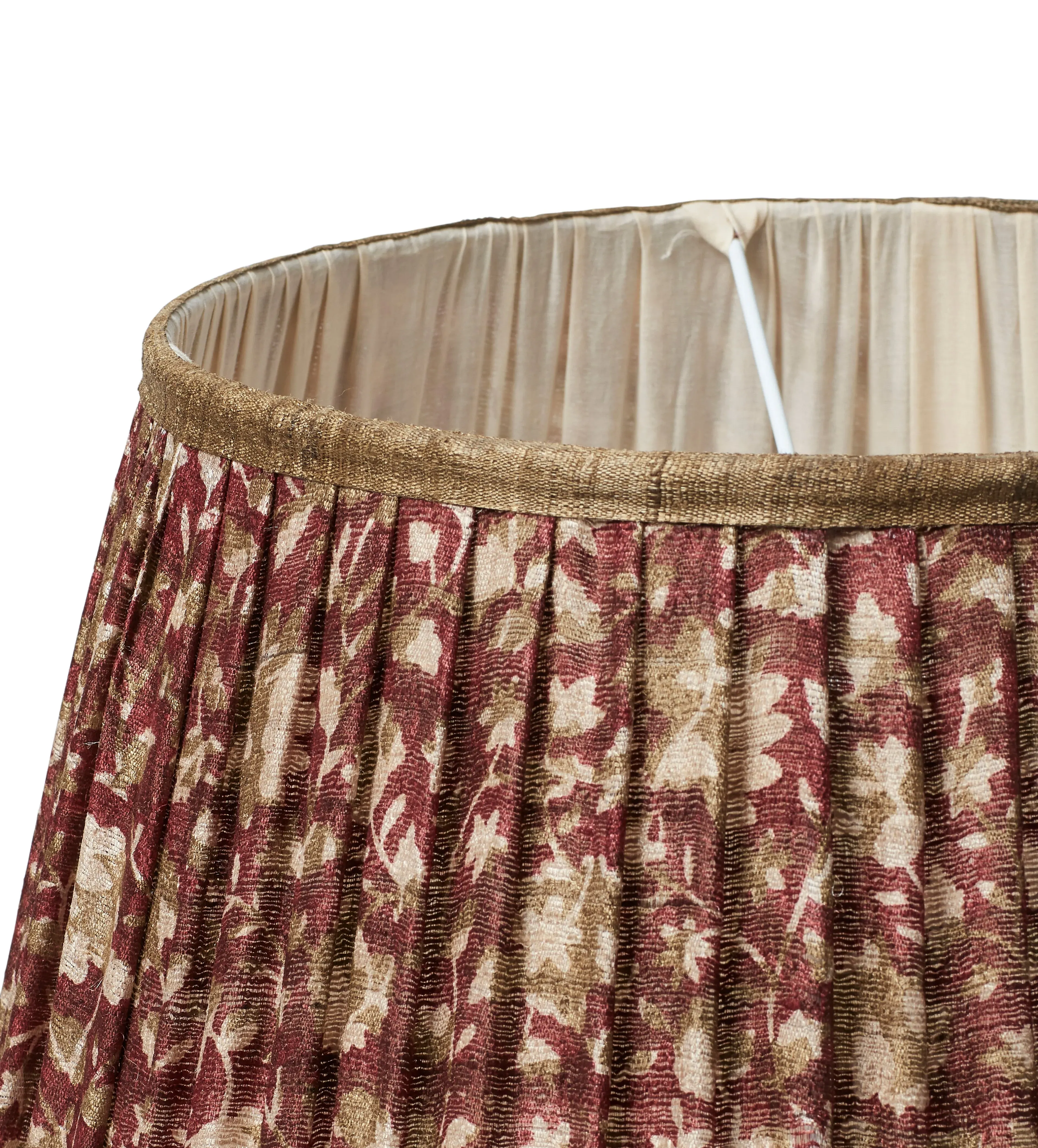45cm Lampshade with Floral Pattern - Red, Silk