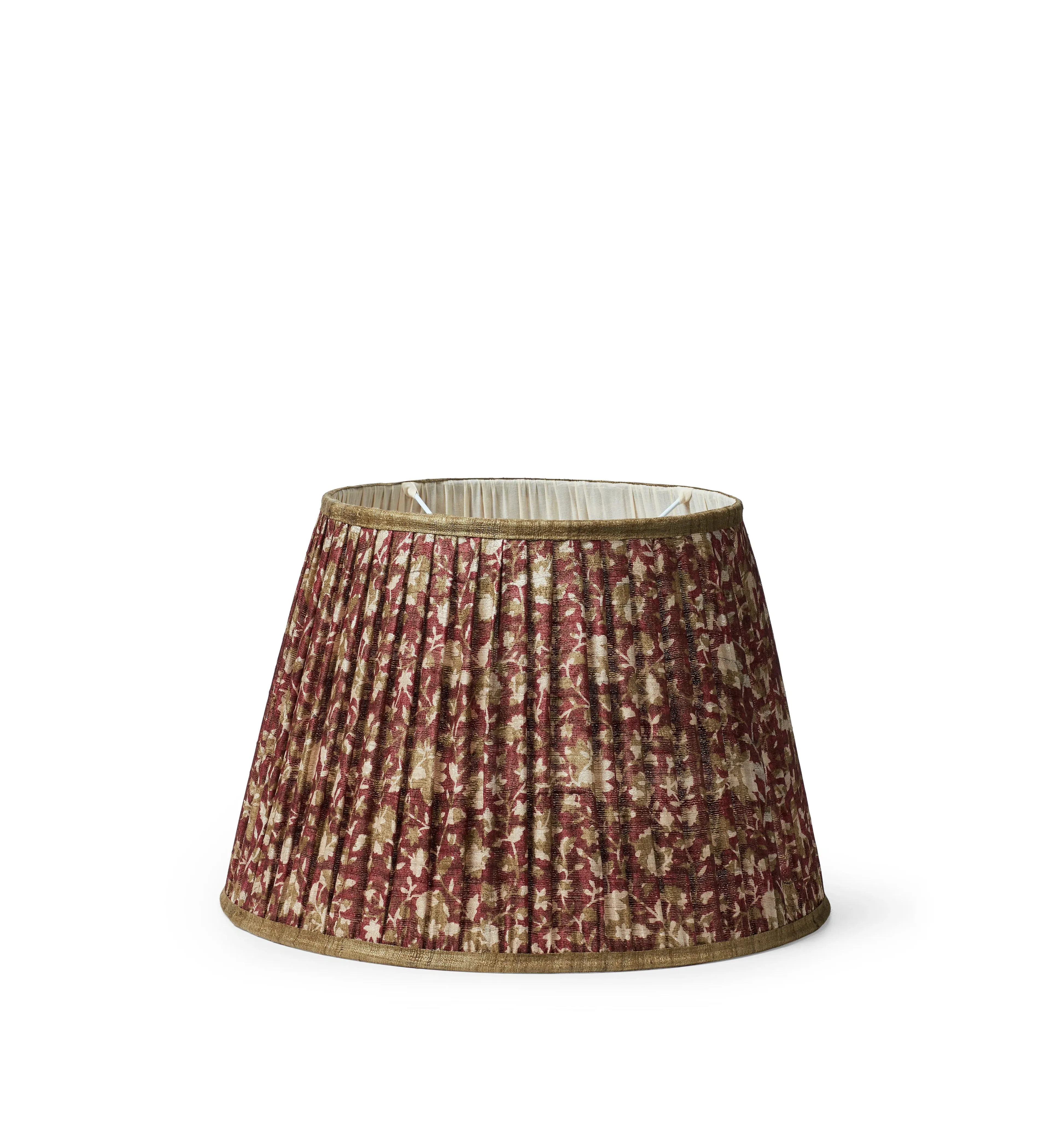 45cm Lampshade with Floral Pattern - Red, Silk