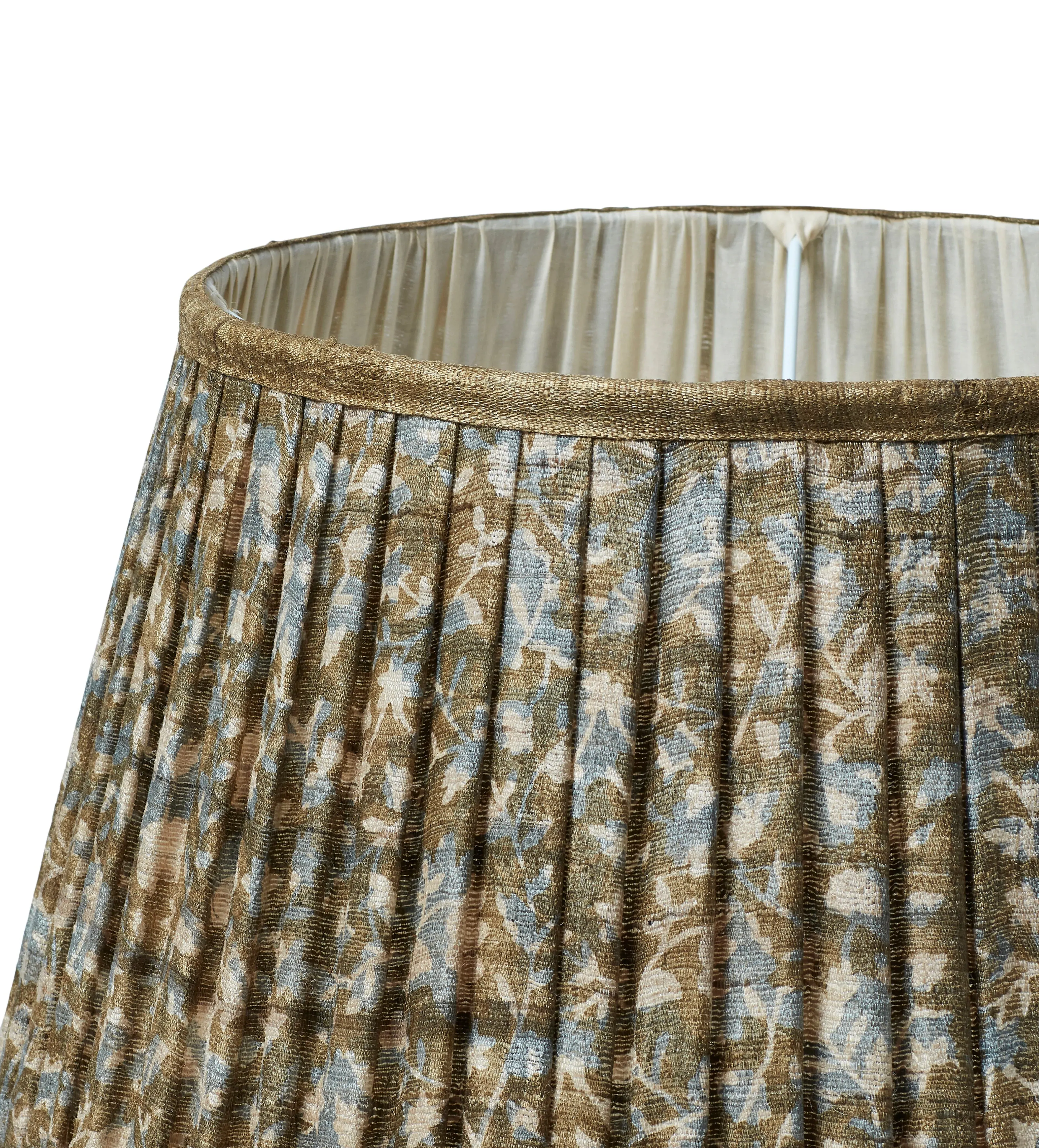 45cm Lampshade with Floral Pattern - Seafoam, Silk
