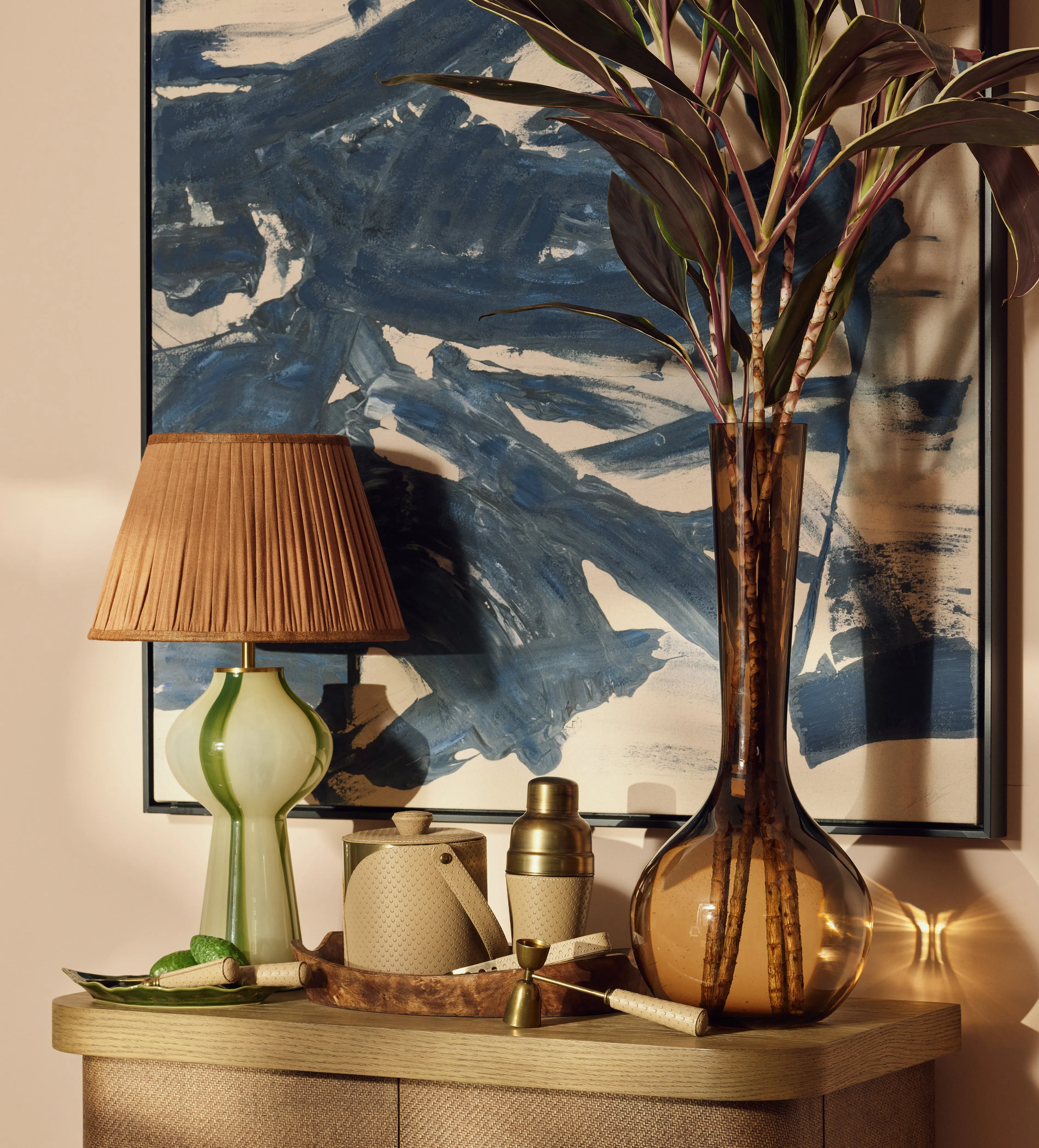 45cm Pleated Lampshade - Apricot, Linen