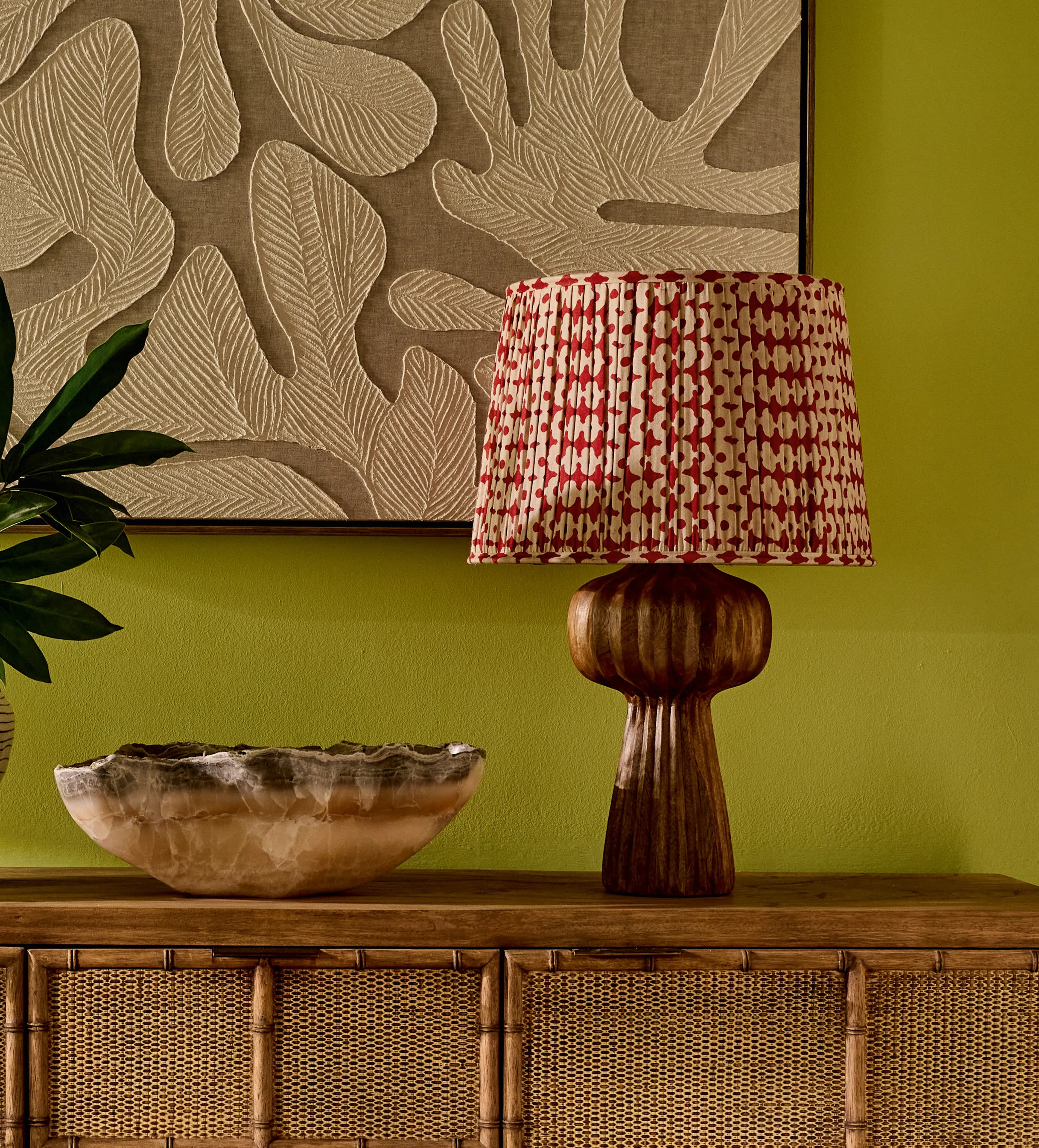 45cm Pleated Lampshade - Red Madder, Silk