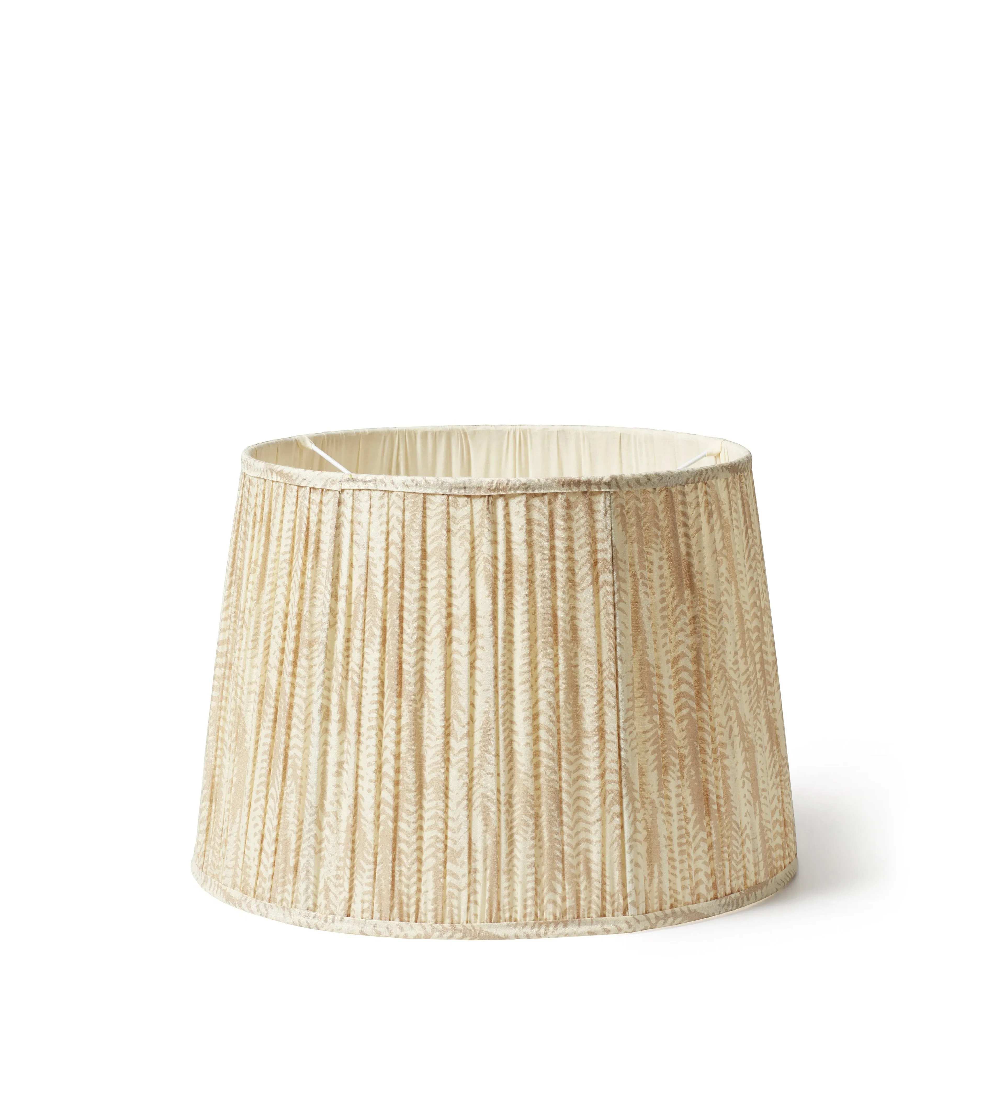 45cm Pleated Lampshade with Fern Print - Natural