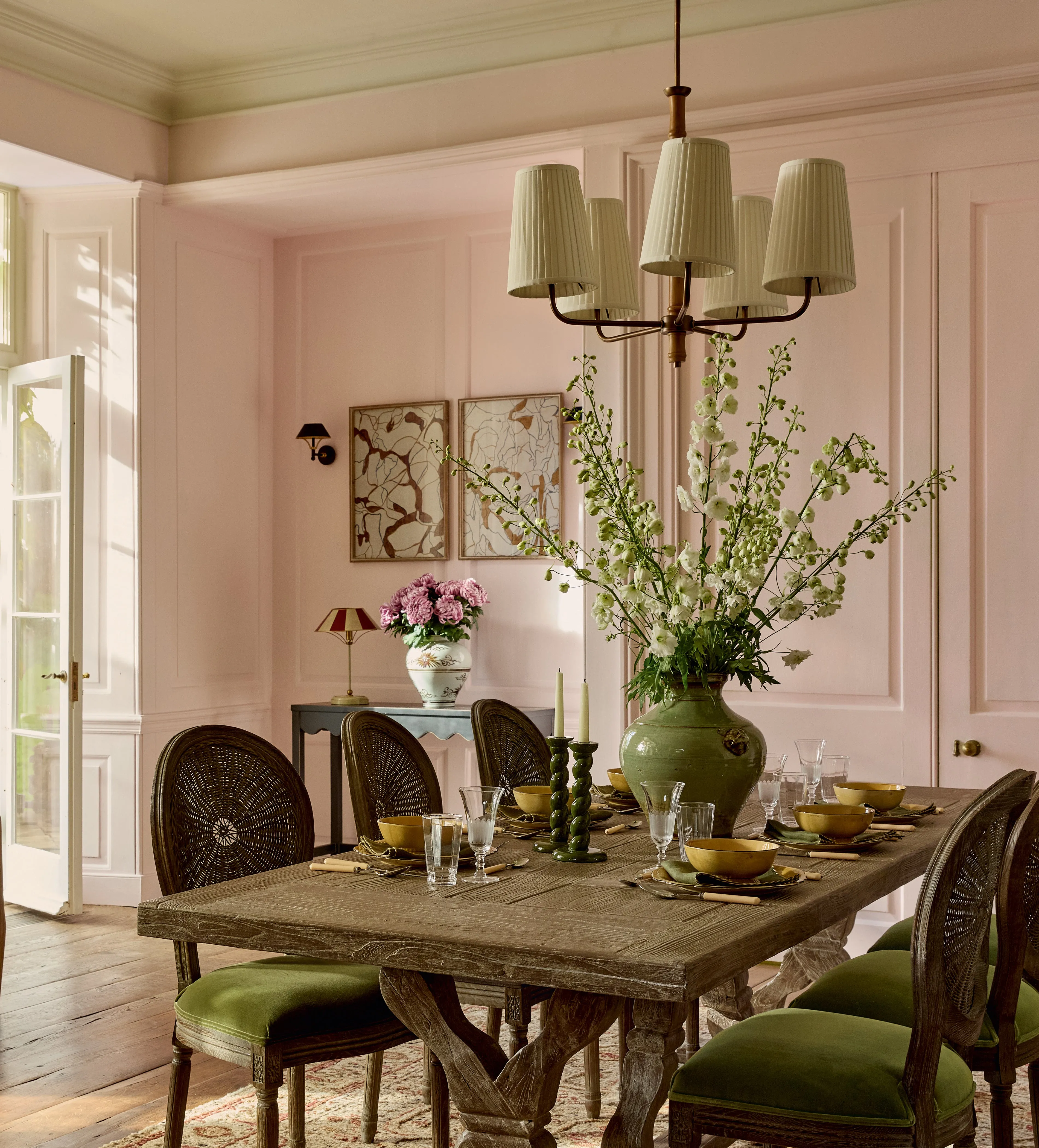 5-Arm Chandelier with Adjustable Drop - Brass