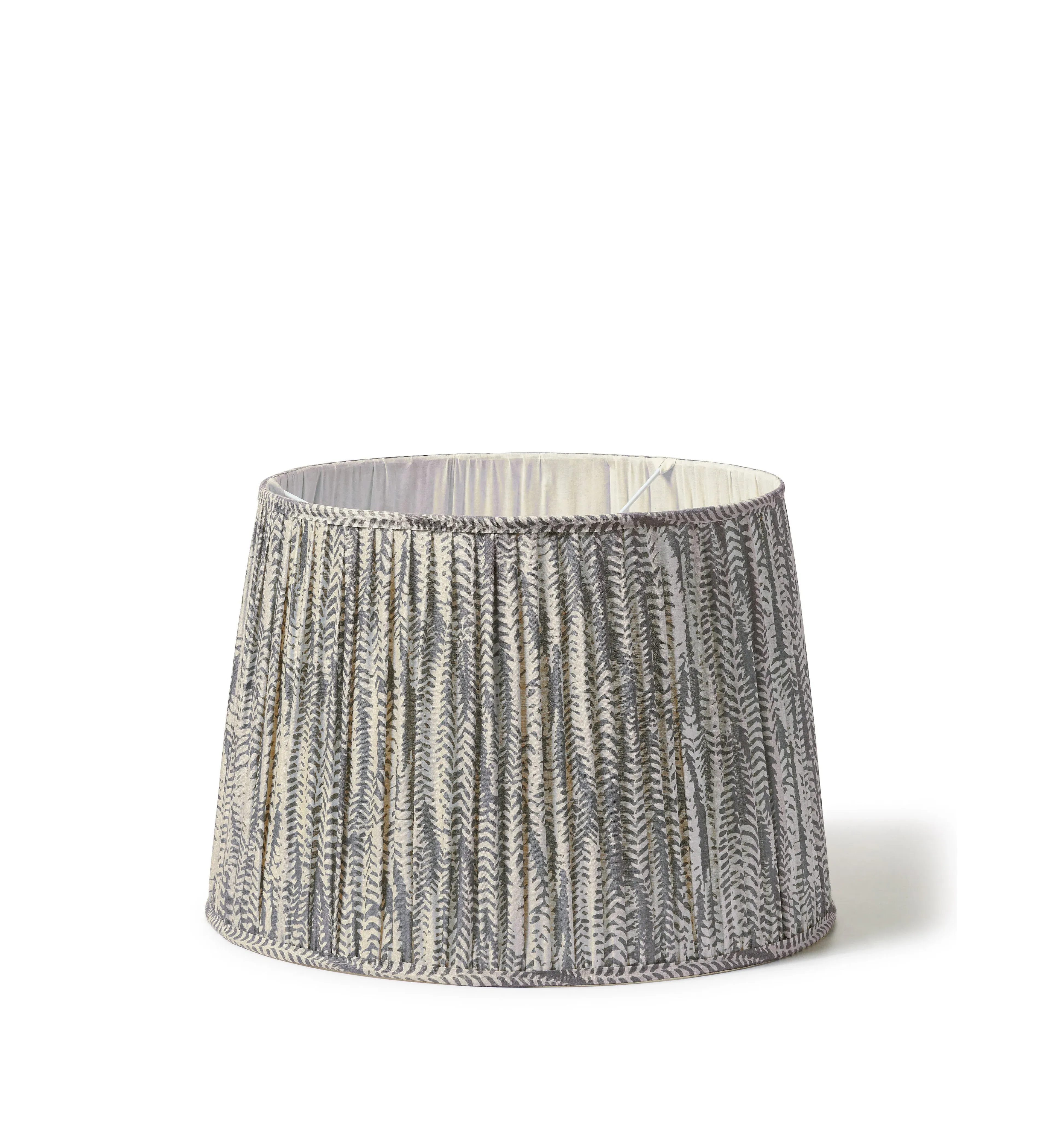 50cm Pleated Lampshade with Fern Print - Heron Blue