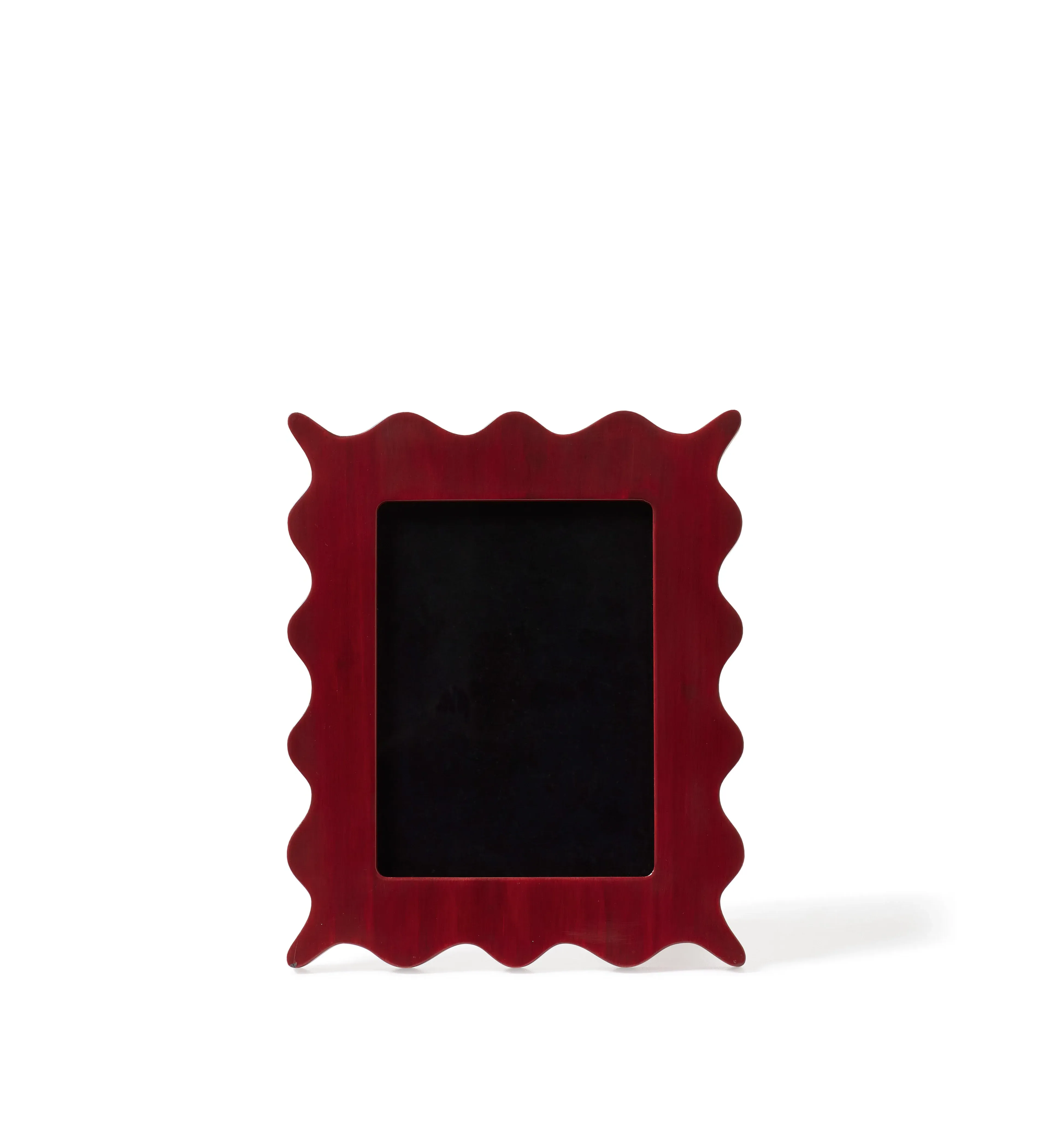 5x7 Photo Frame Wave Edge - Red, Hand-Carved image