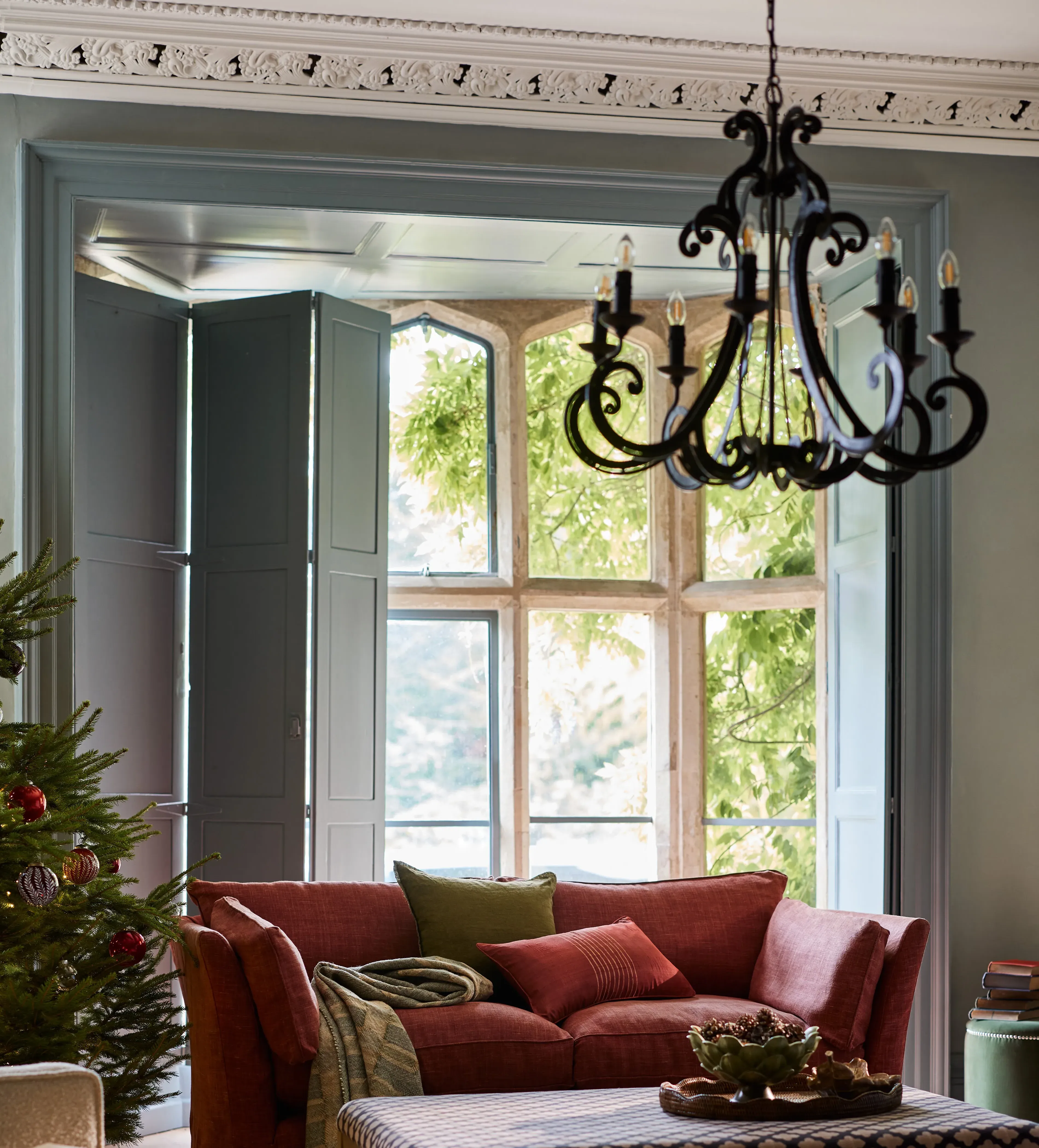 8-Arm Chandelier with Mock Candles - Grey, Iron