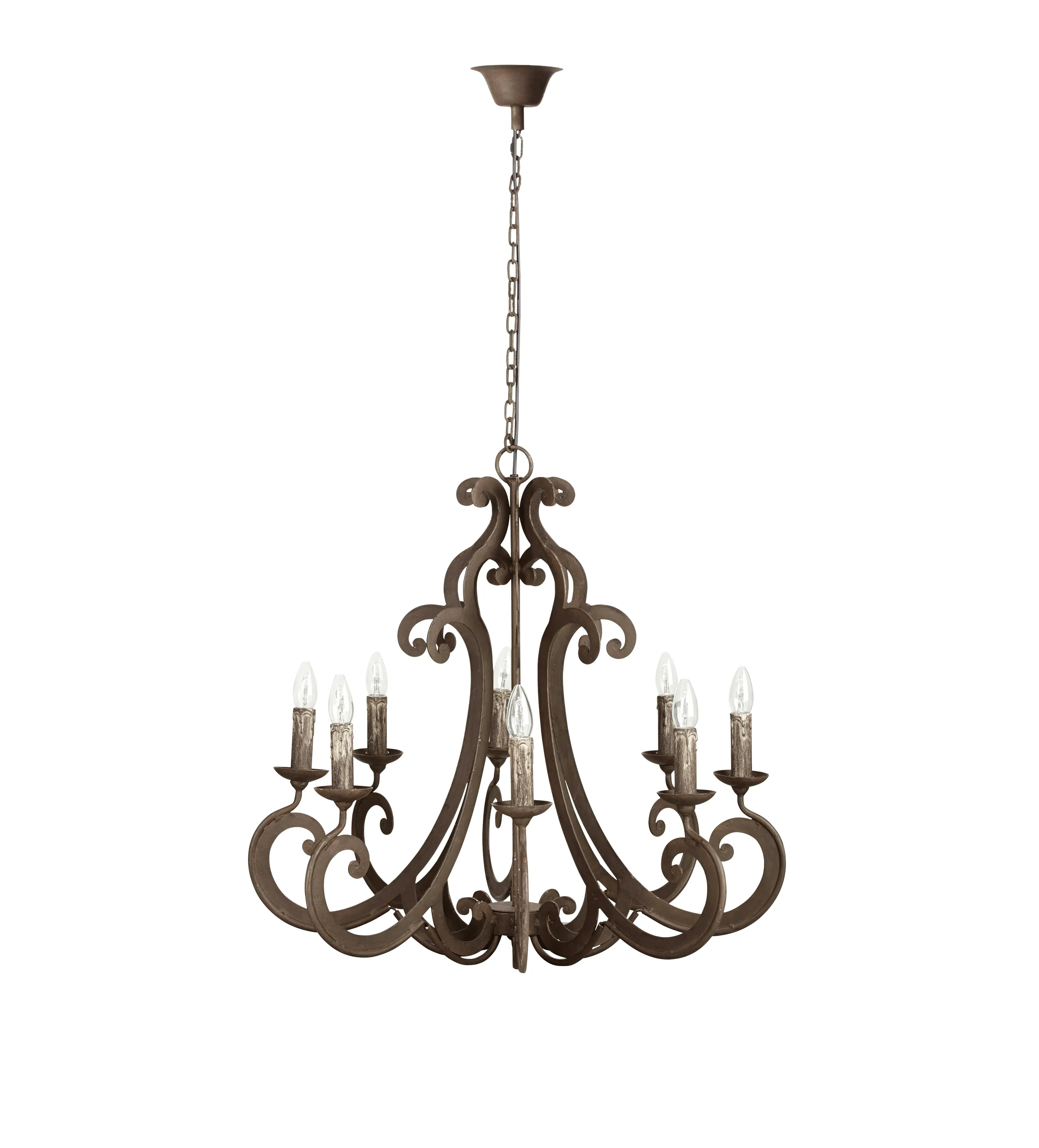 8-Arm Chandelier with Mock Candles - Grey, Iron image