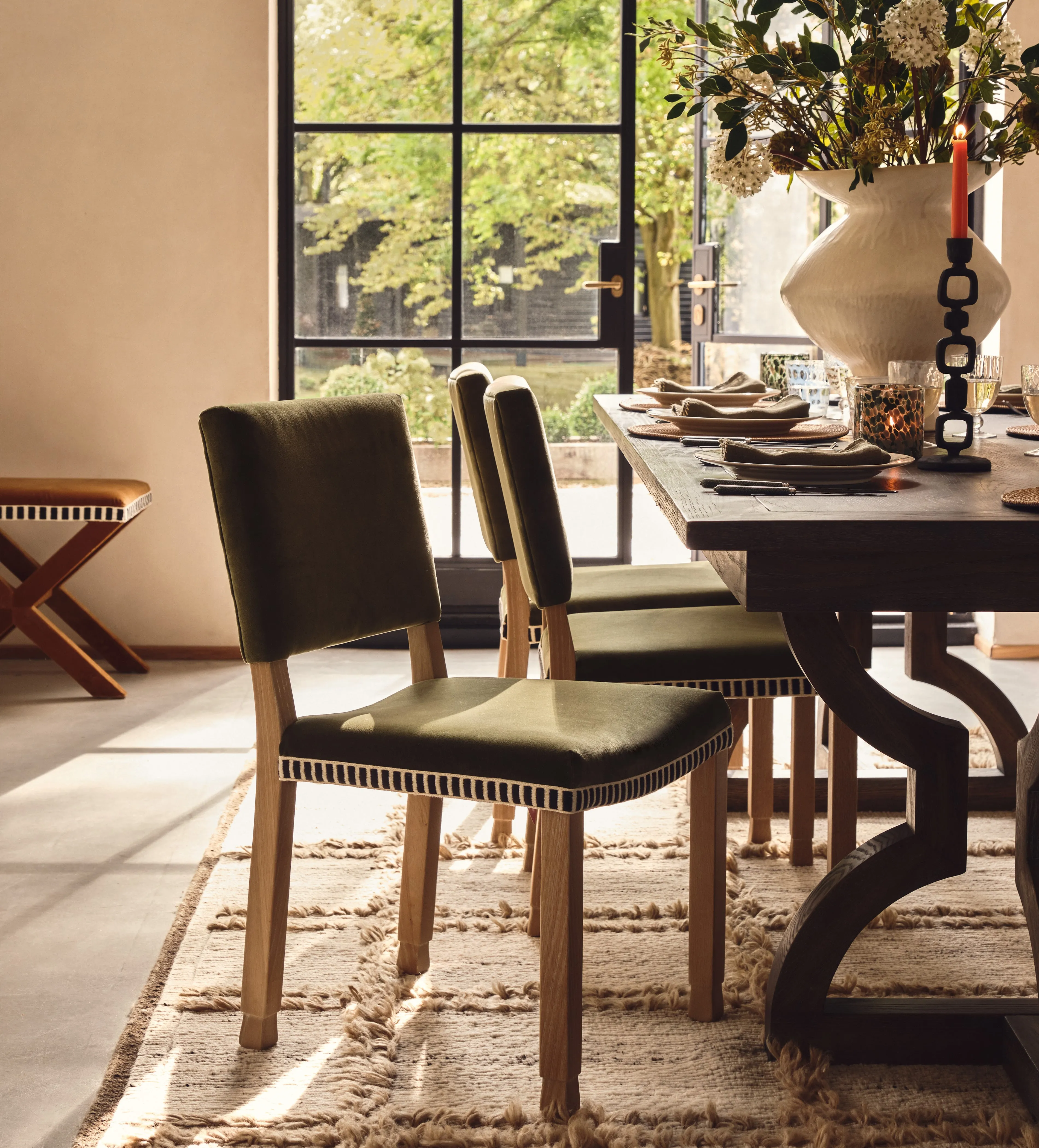 Abbey Dining Chair - Spruce, Velvet