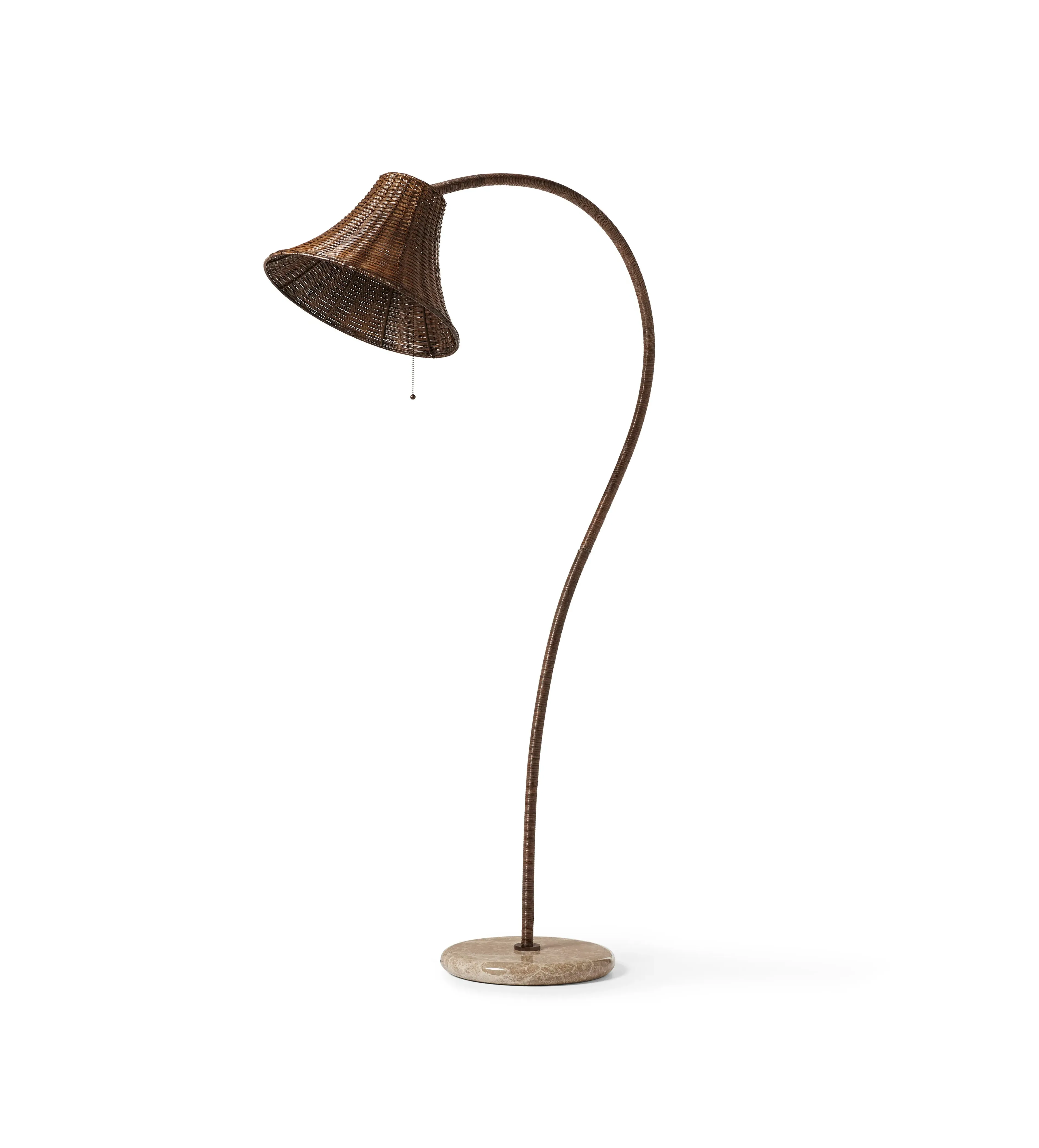 Arc Floor Lamp with Dimmer - Antique Brown, Rattan