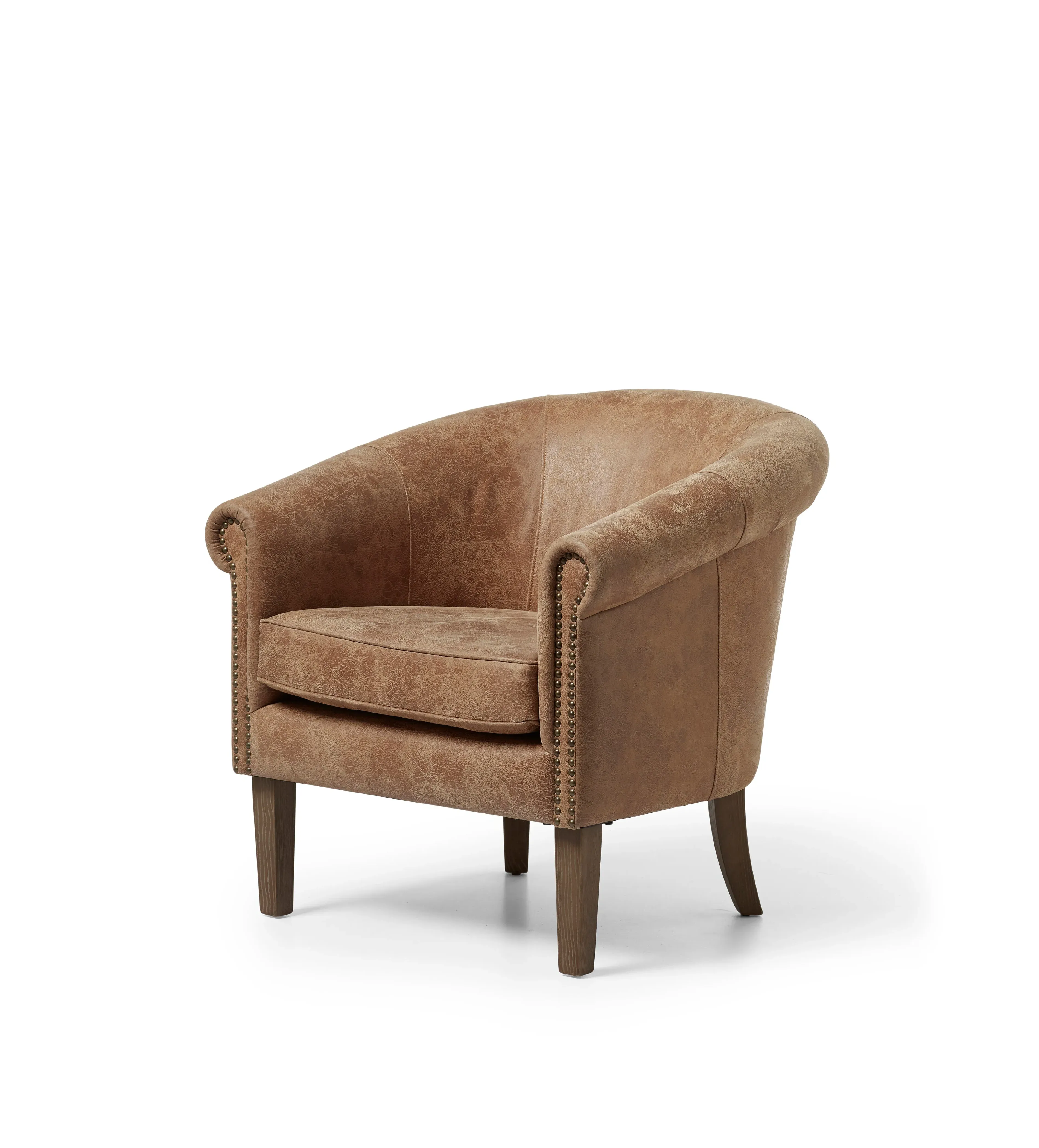 Armchair with Brass Studding - Aged Tobacco image