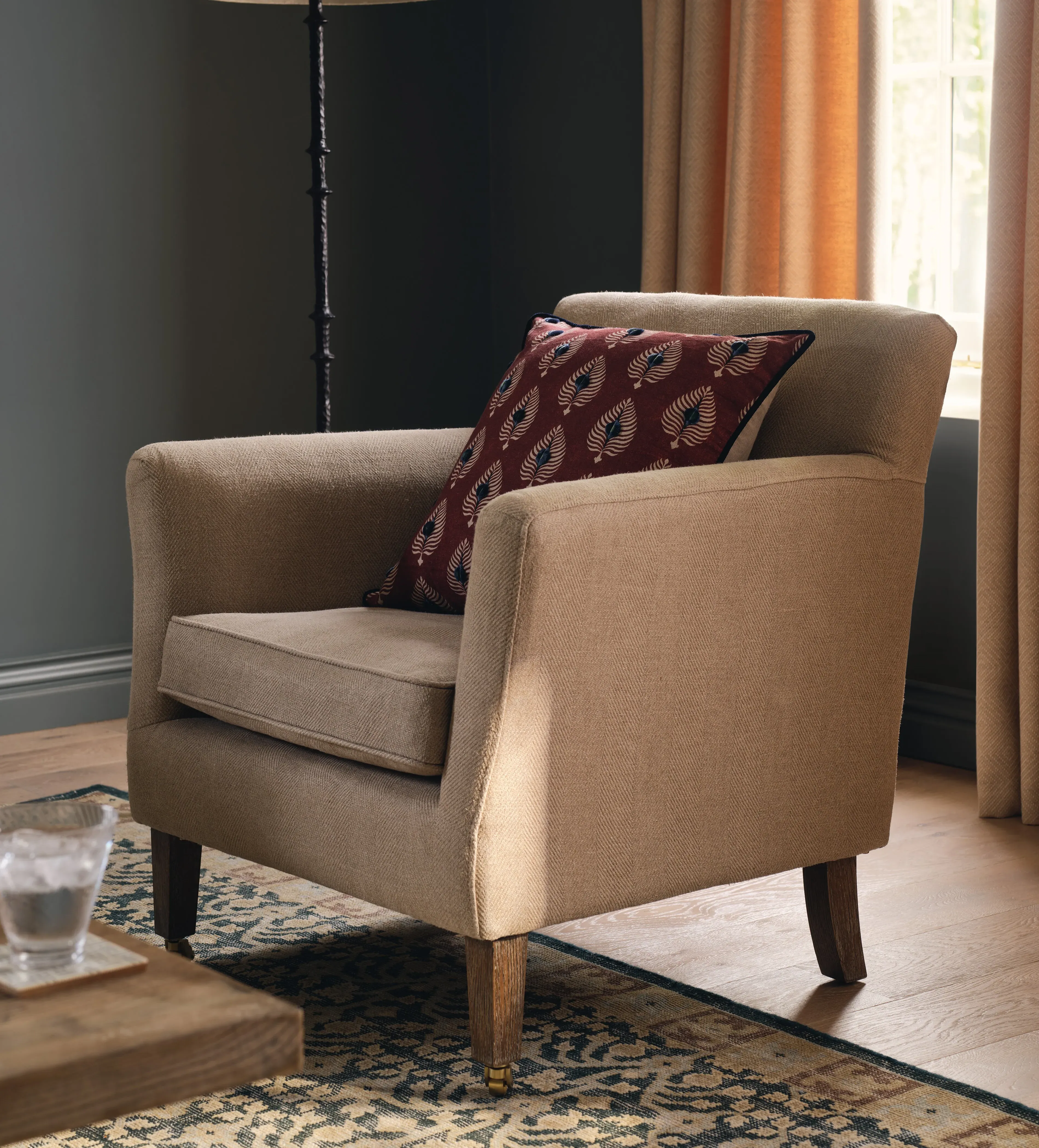 Armchair with Castors - Wild Oats, Linen