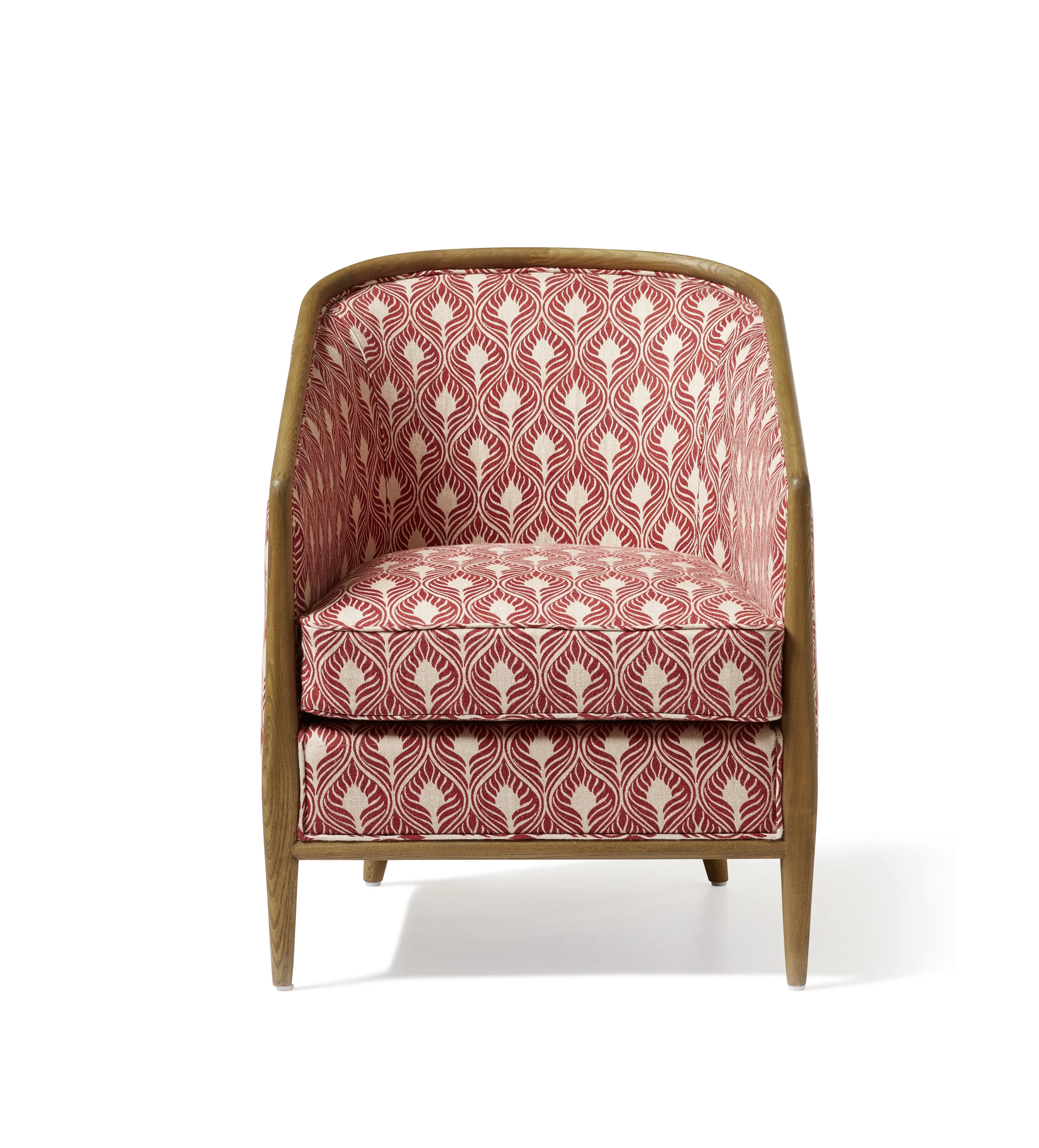 Armchair with Feather Print - Red, Linen