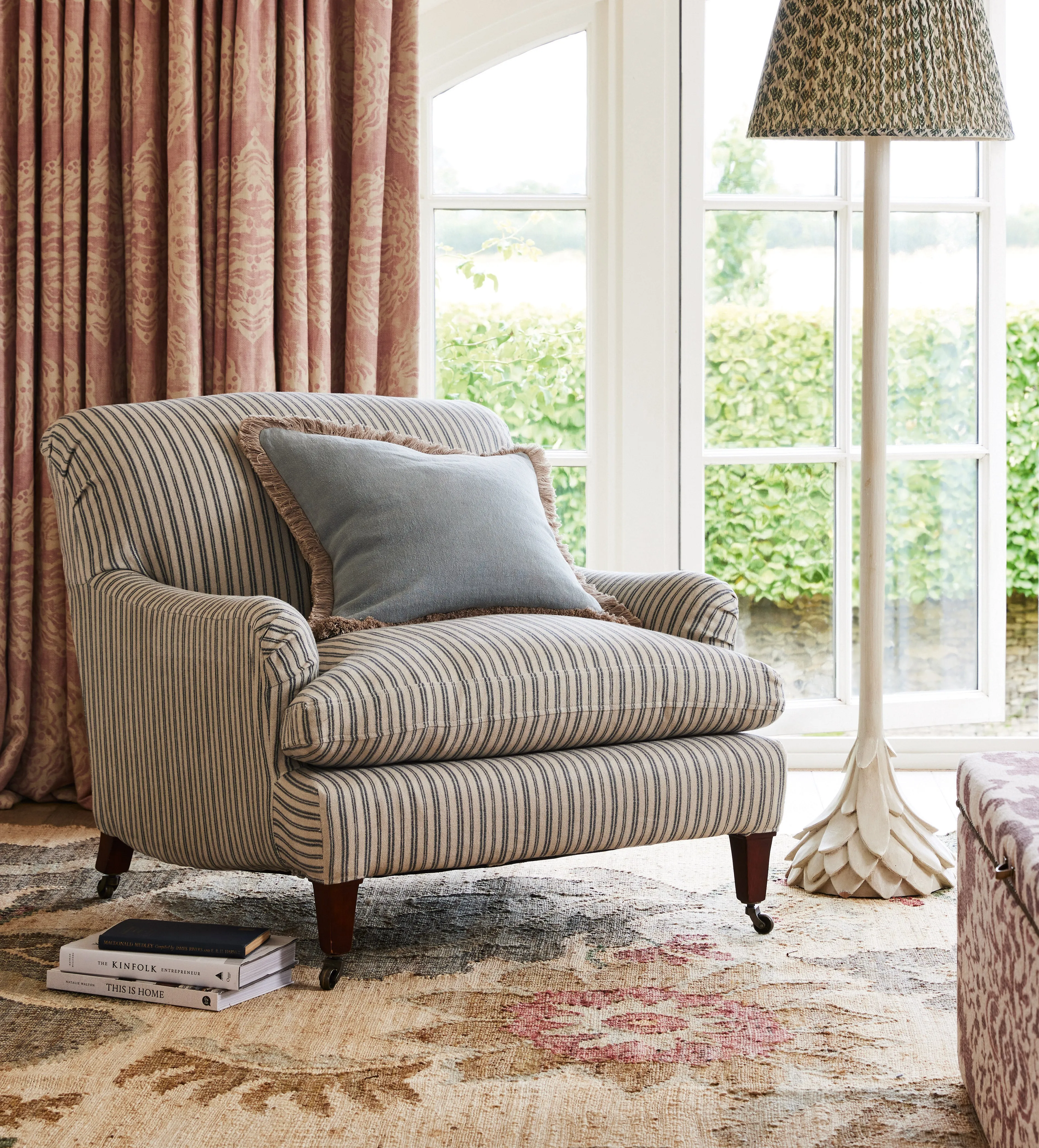 Armchair with Fixed Cover - Navy, Linen