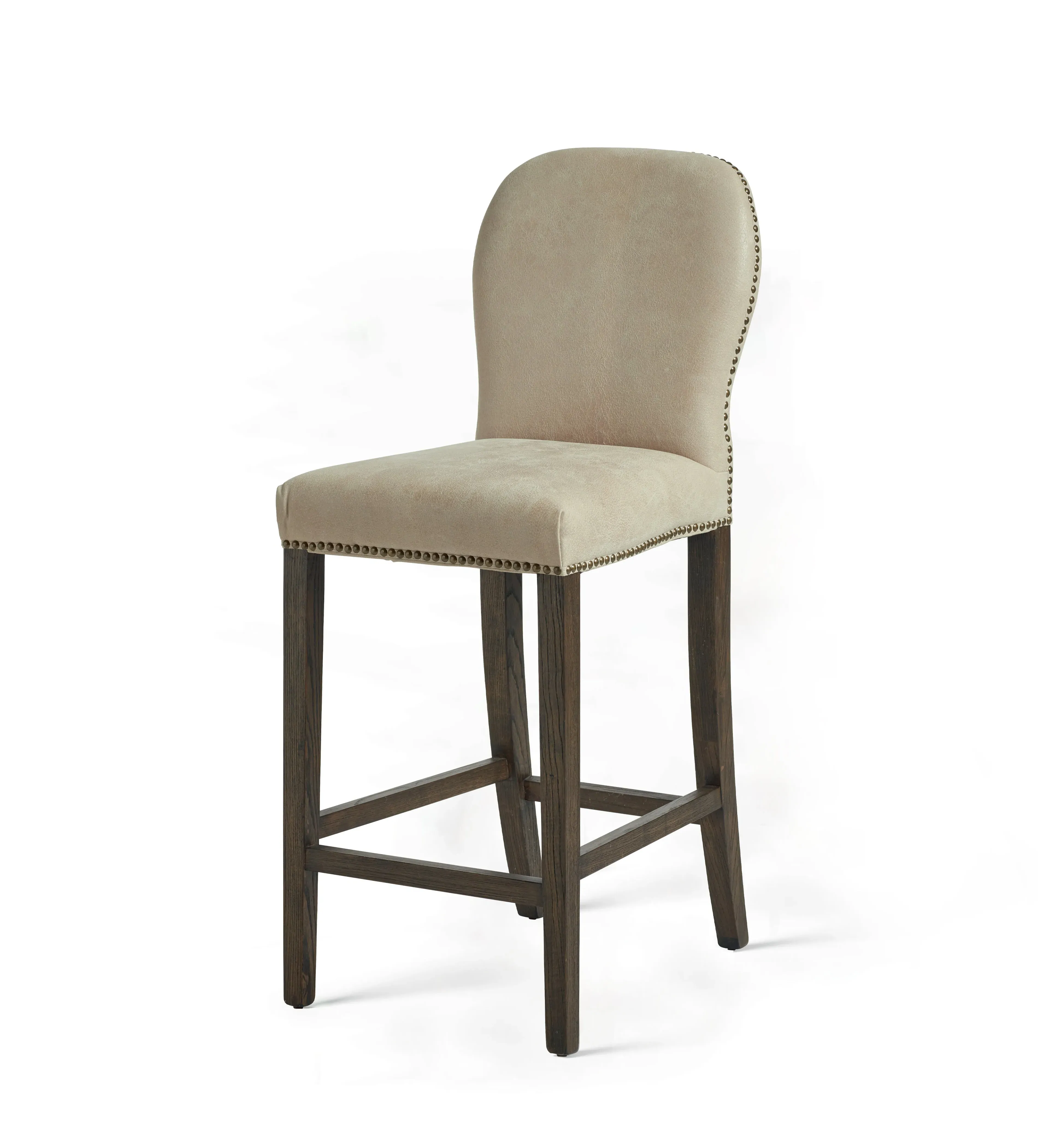 Bar Stool with Footrest - China Clay, Leather