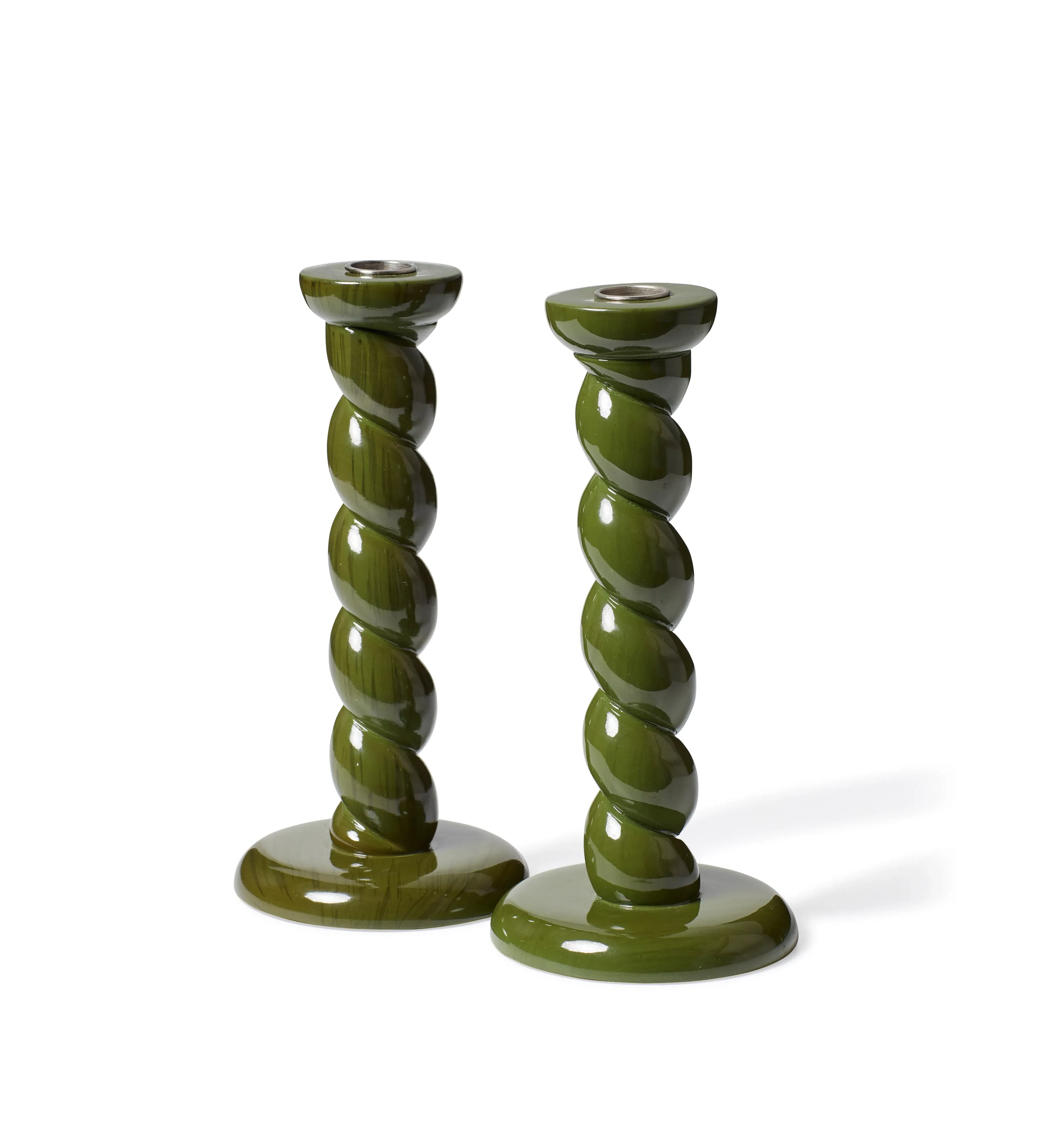 Barley Twist Candle Holders Pair - Spruce, Wood image