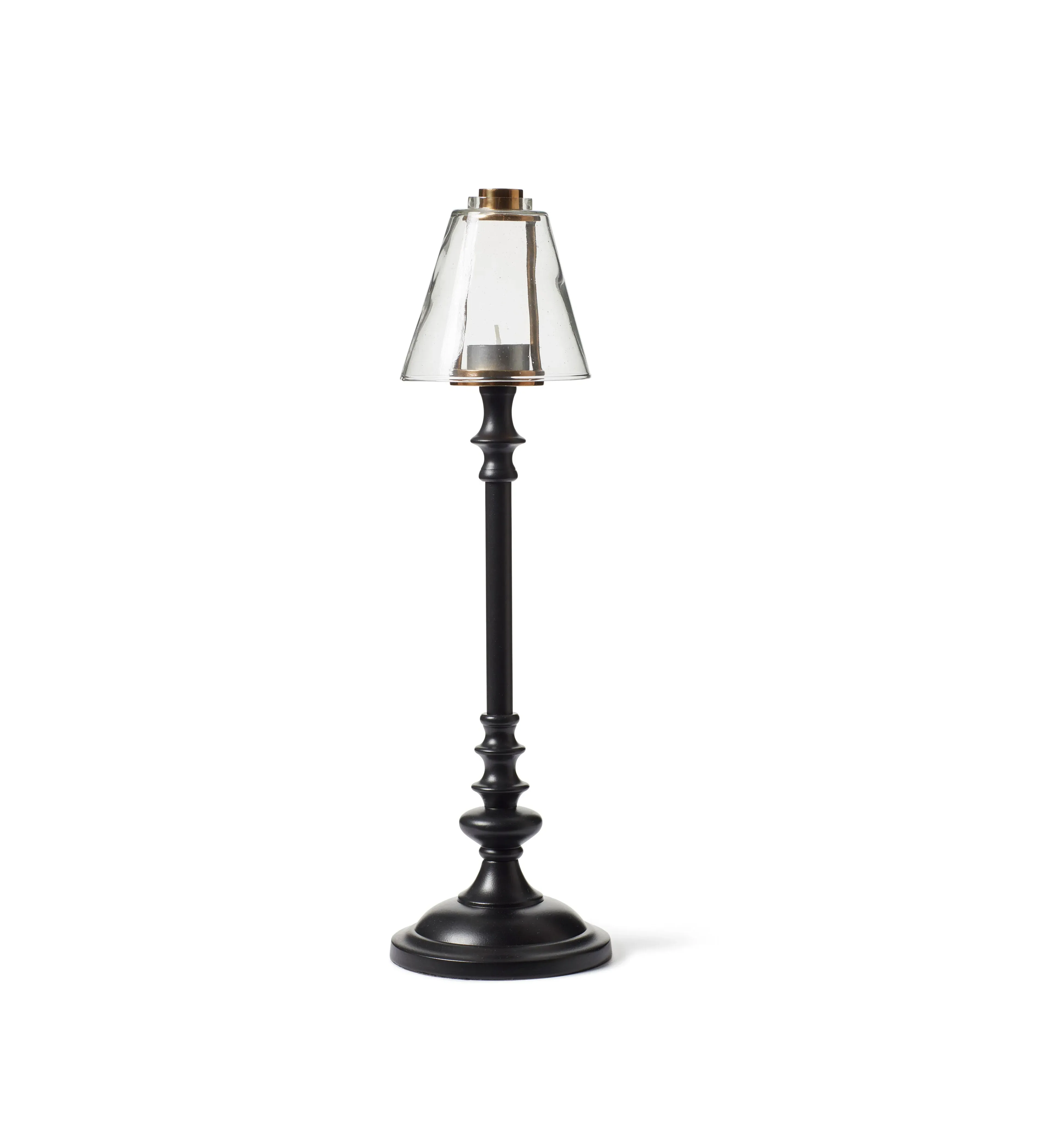Barton Candle Holder with Glass Shade - Black, Metal image