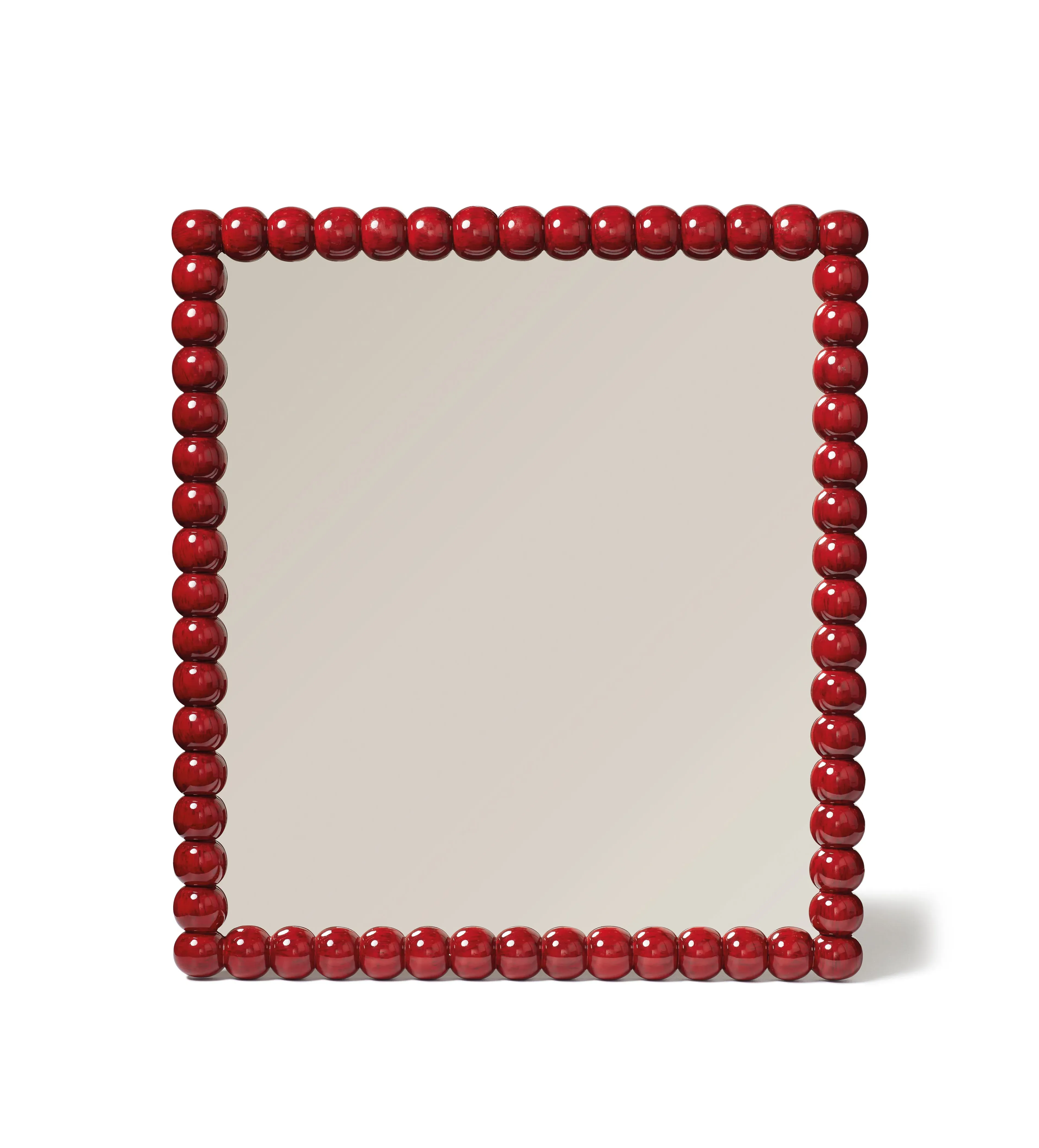 Bobble Wall Mirror - Chinese Red, Mango Wood