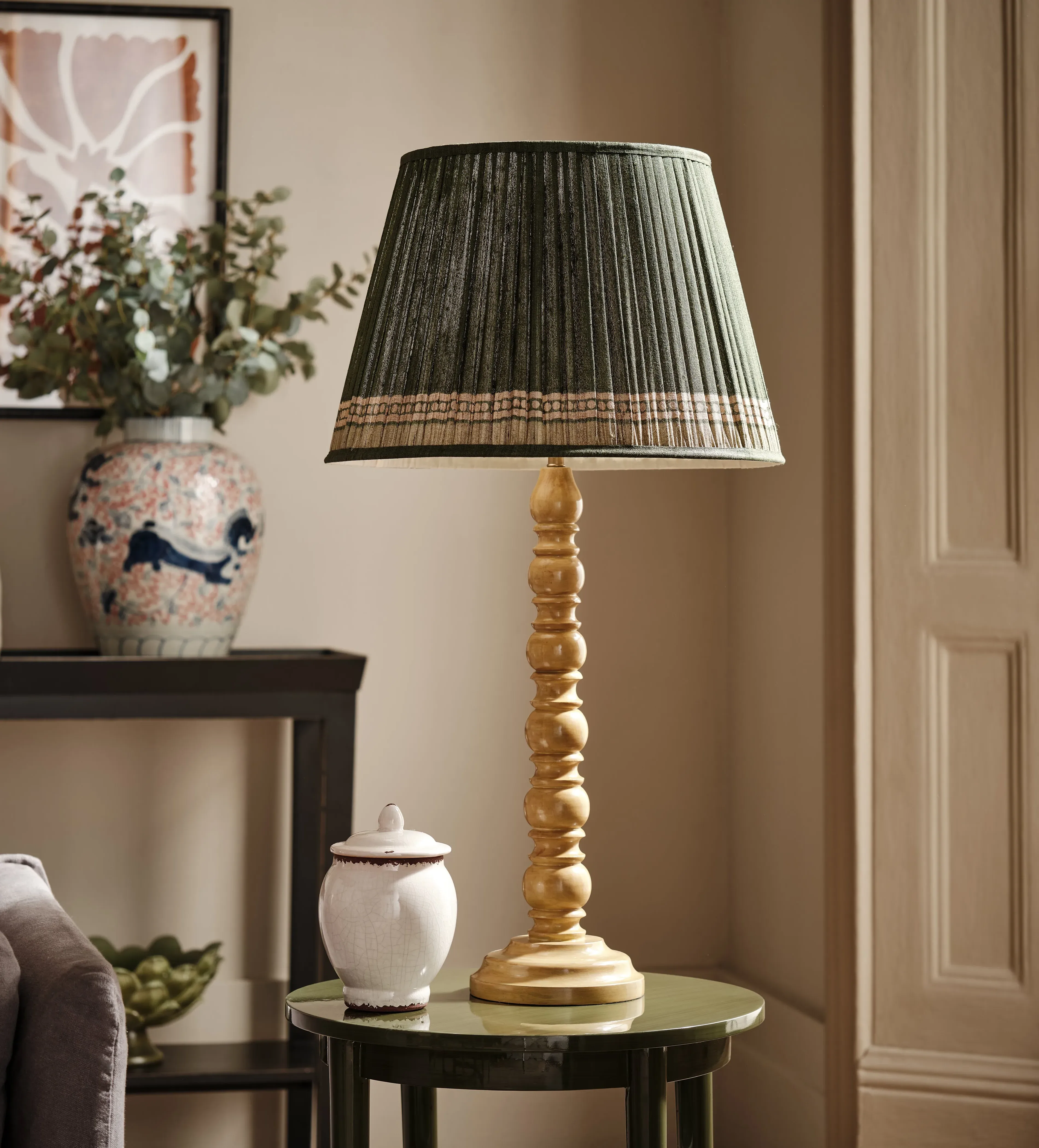 Bobine Table Lamp - Yellow, Carved Wood