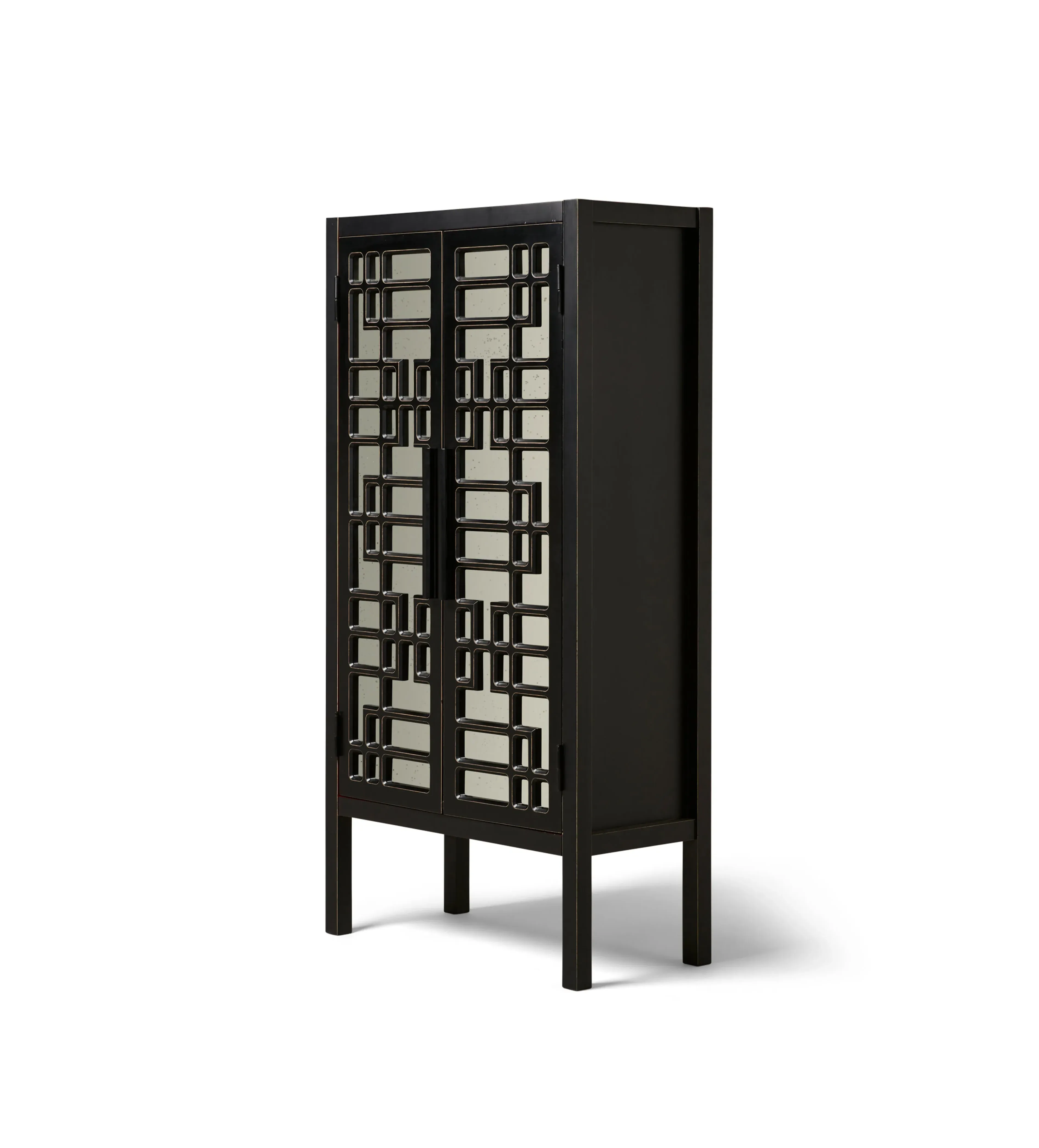 Cabinet with Mirrored Panels - Black, Wood image