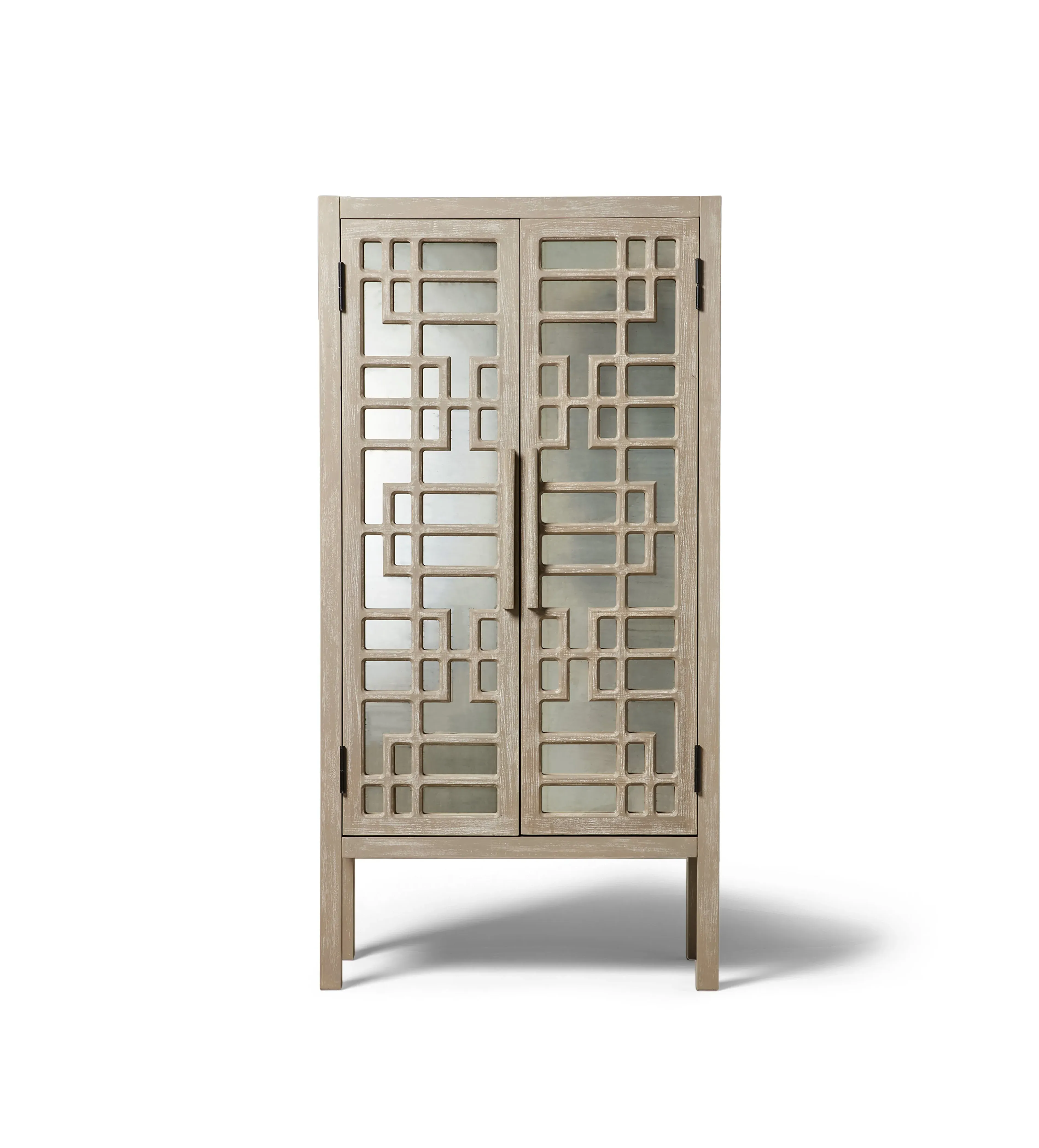 Cabinet with Mirrored Panels - Natural, Wood