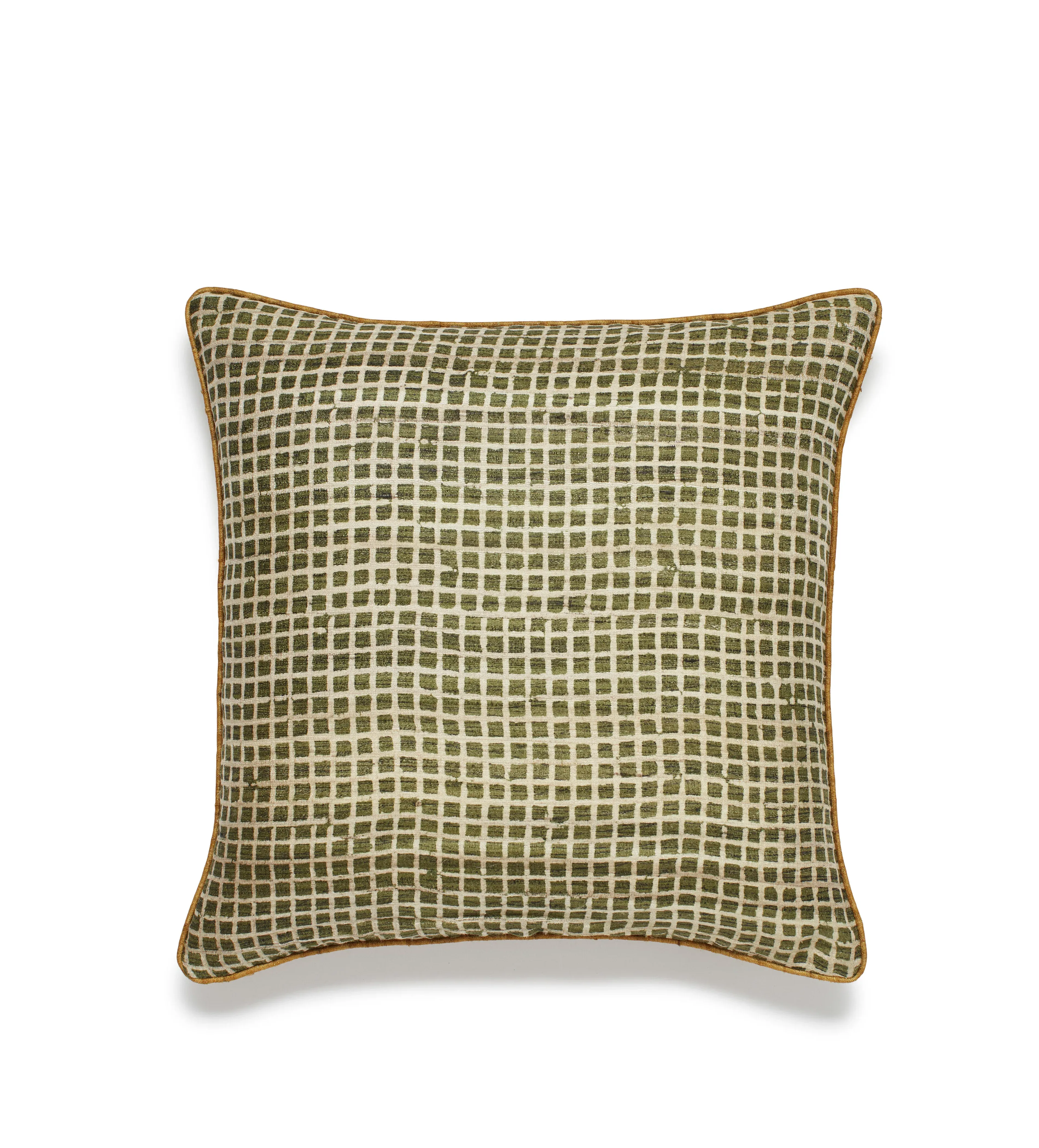 Check Cushion Cover - Green, Tussar Silk image