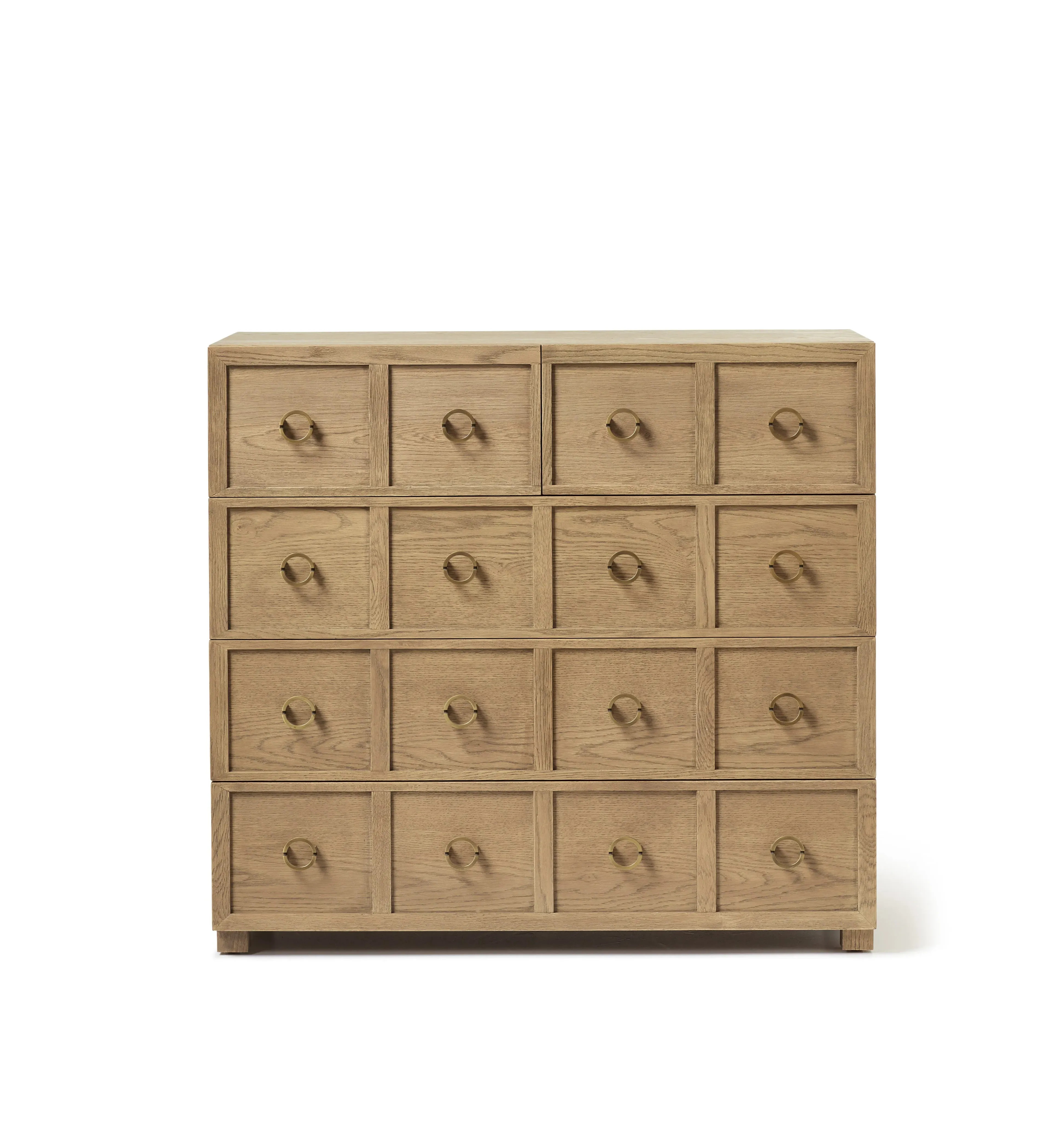 Chest of Drawers with Brass Knobs - Weathered Oak image