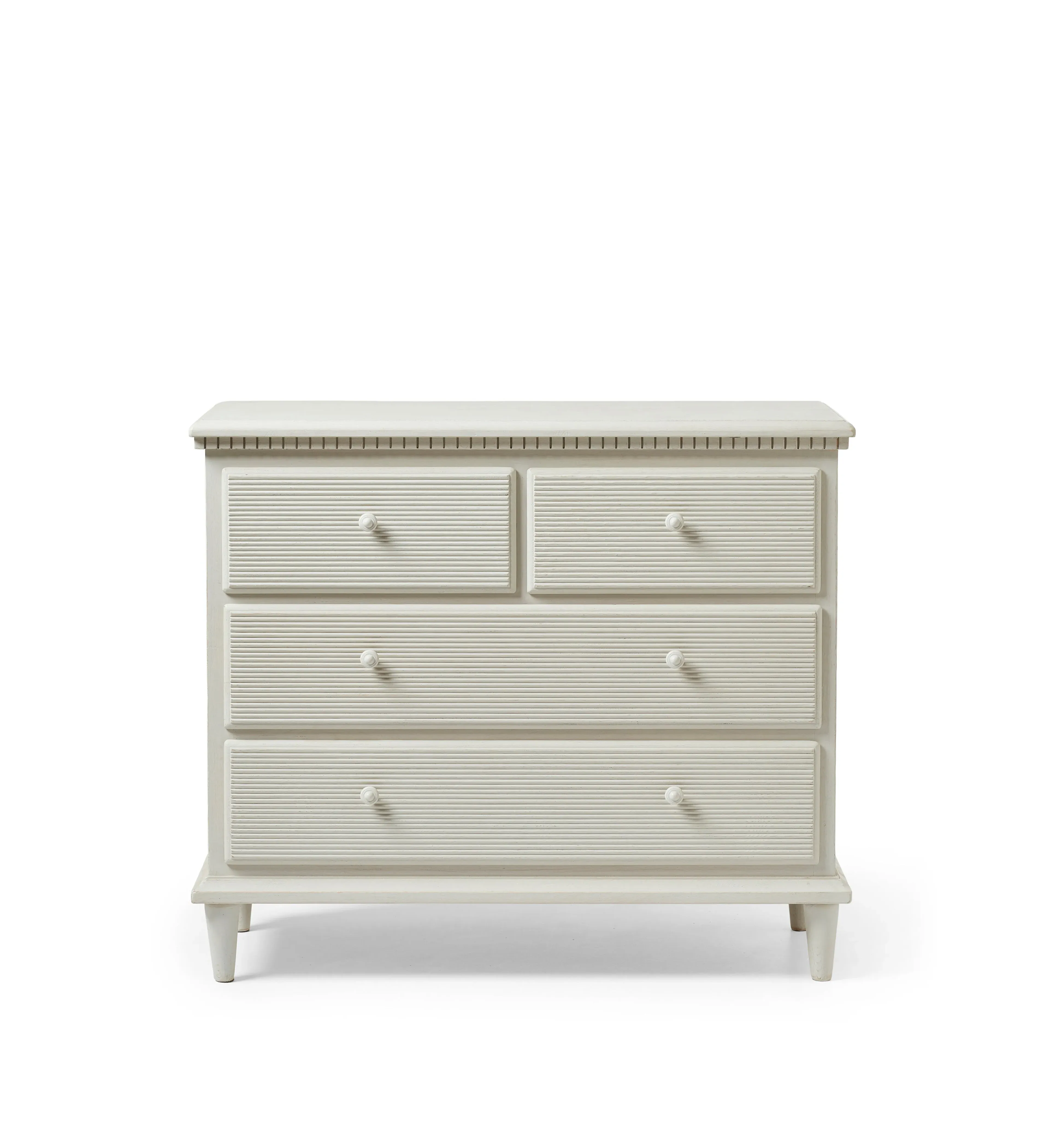 Chest of Drawers with Reeded Front - Chalk, Pine