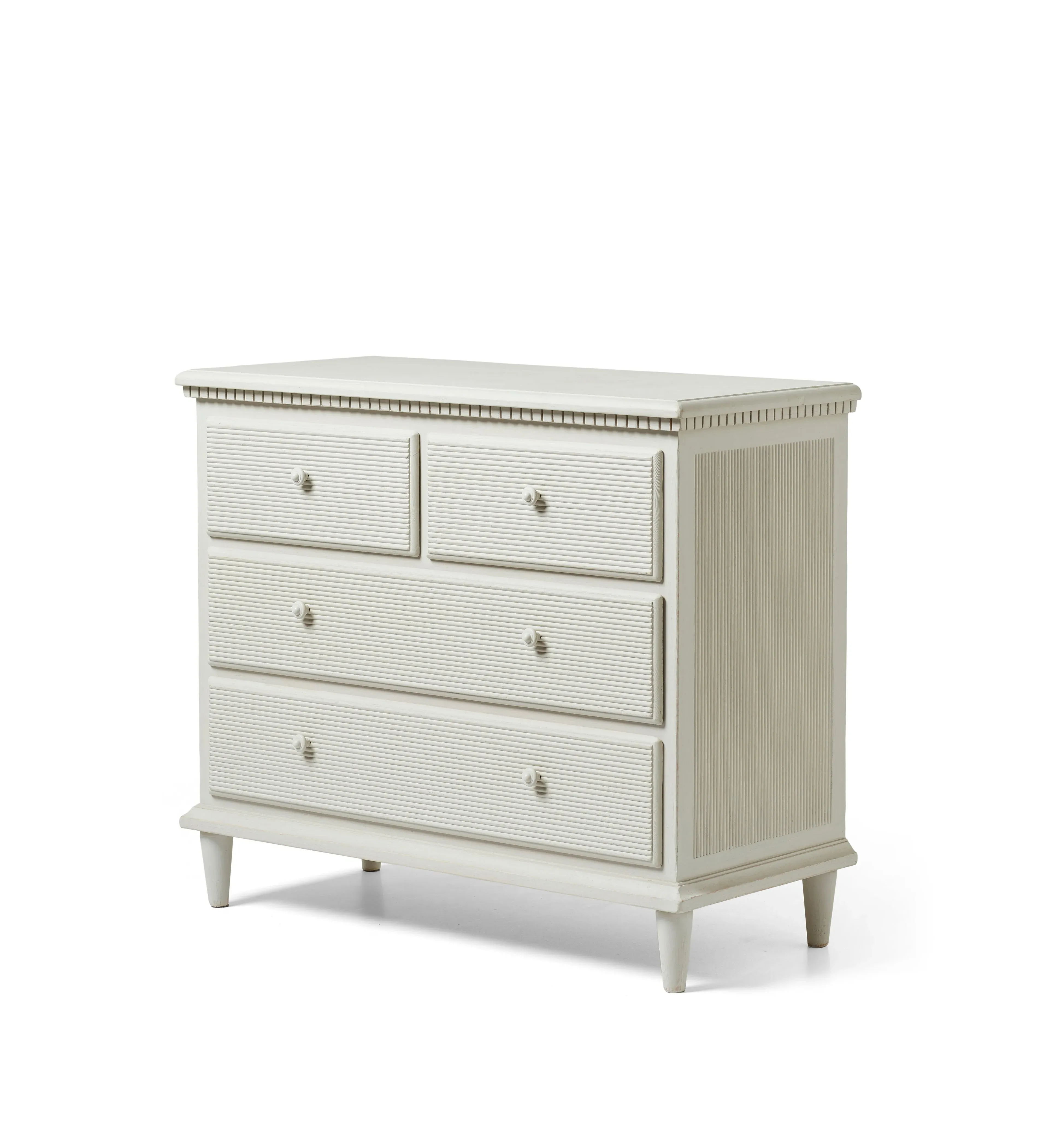 Chest of Drawers with Reeded Front - Chalk, Pine image
