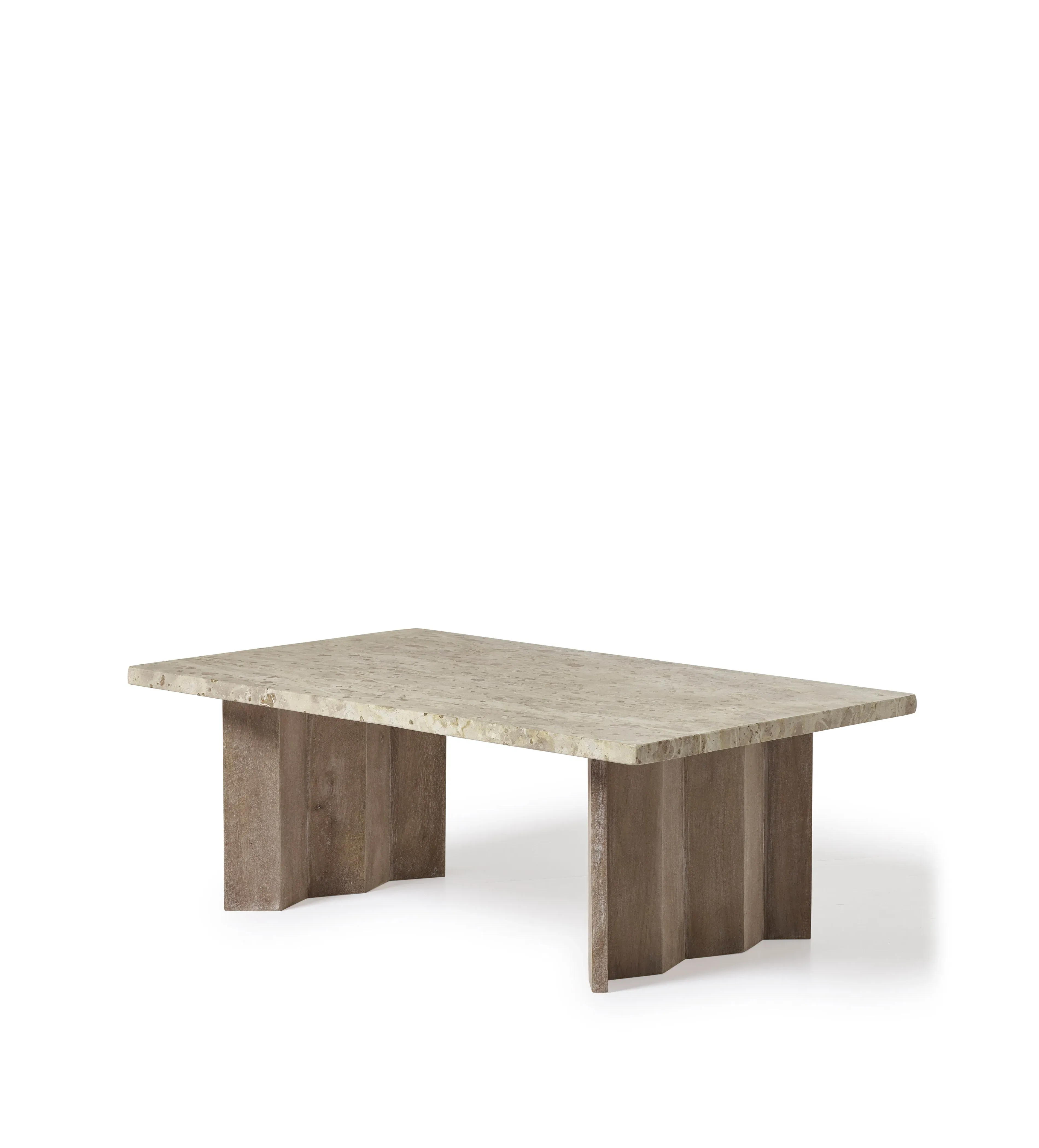 Coffee Table with Zig-Zag Legs - Beige, Limestone image