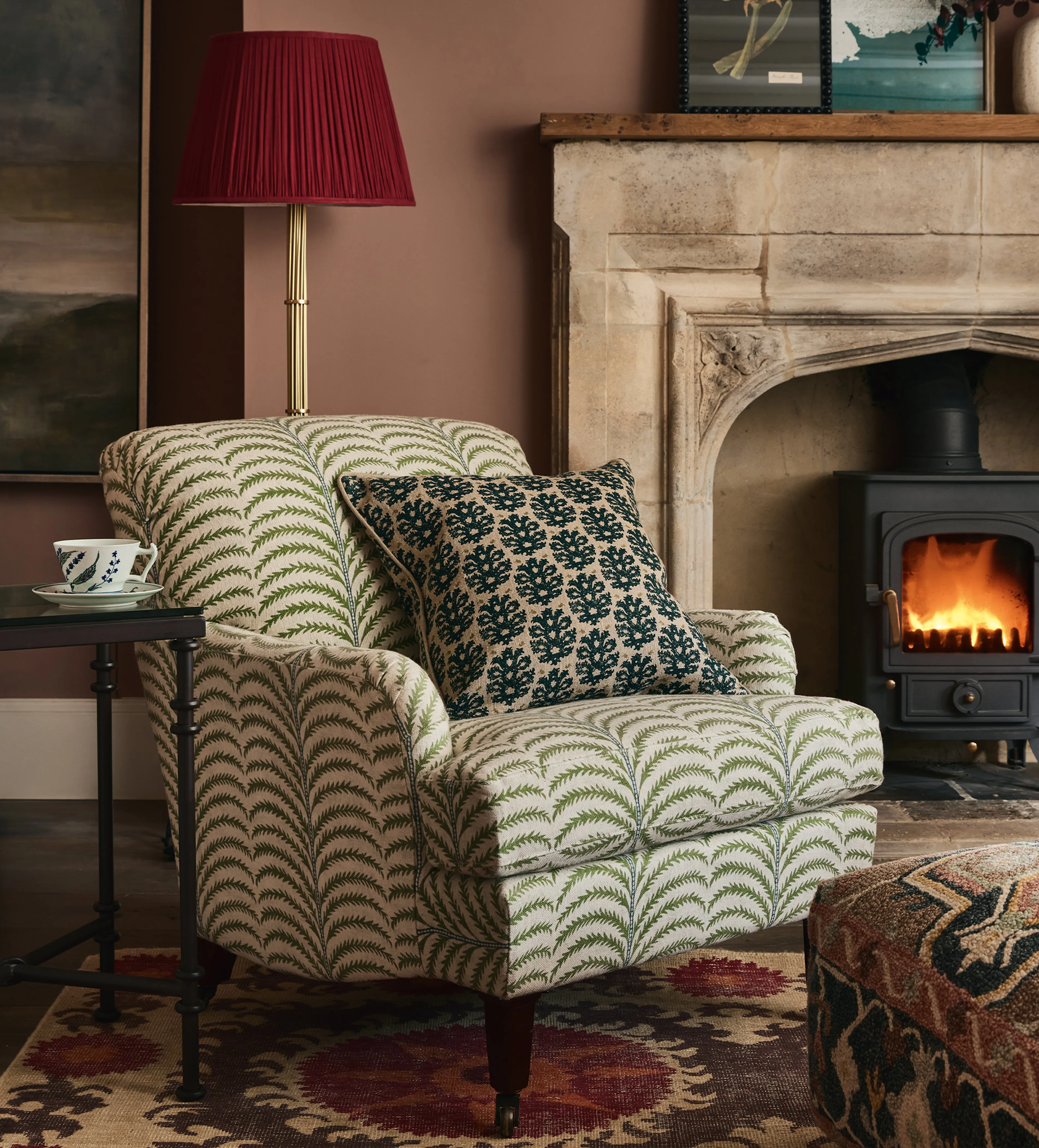 Coleridge Armchair with Castors - Seafoam, Linen