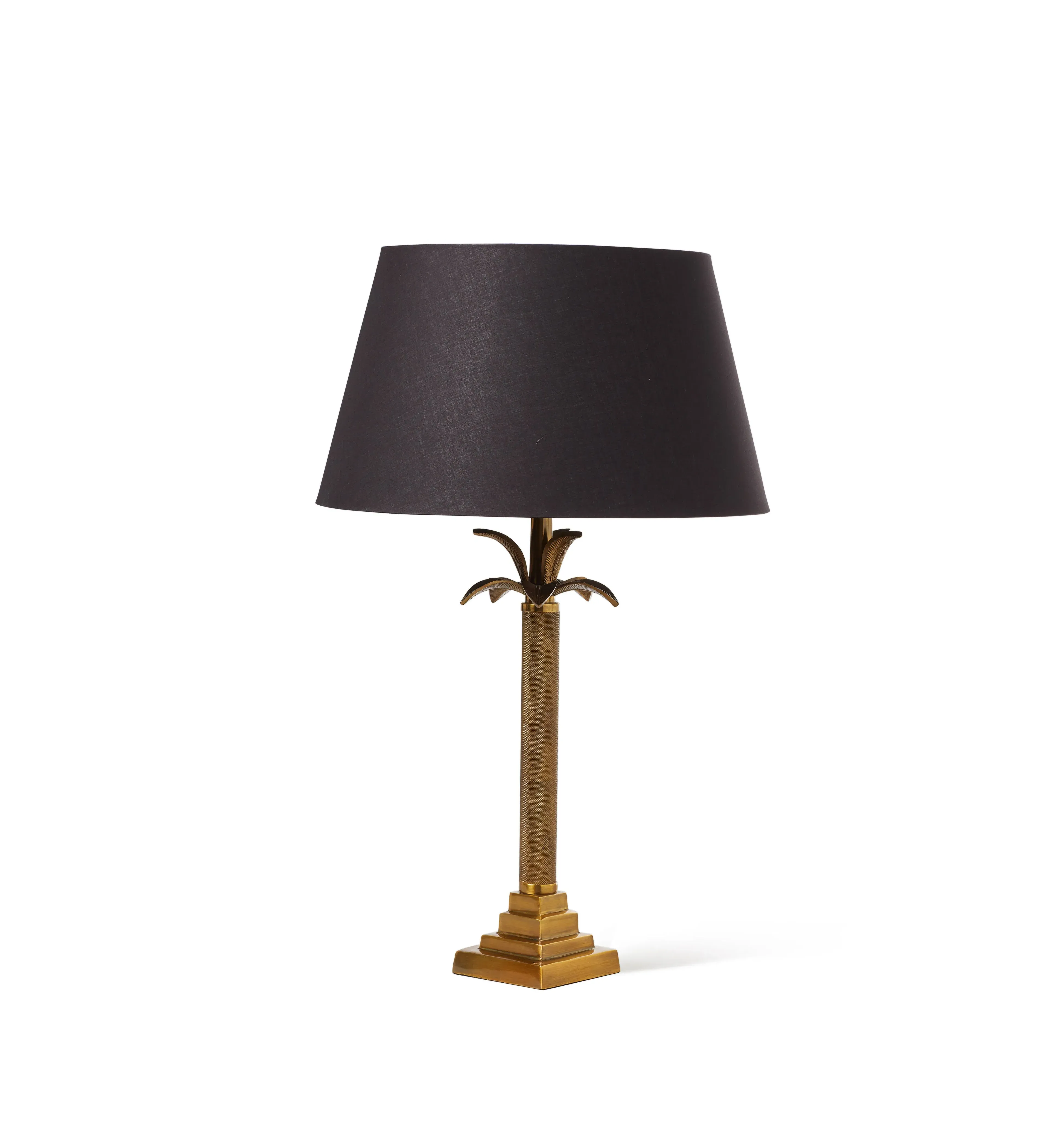Column Table Lamp with Palm Fronds - Antique Brass image