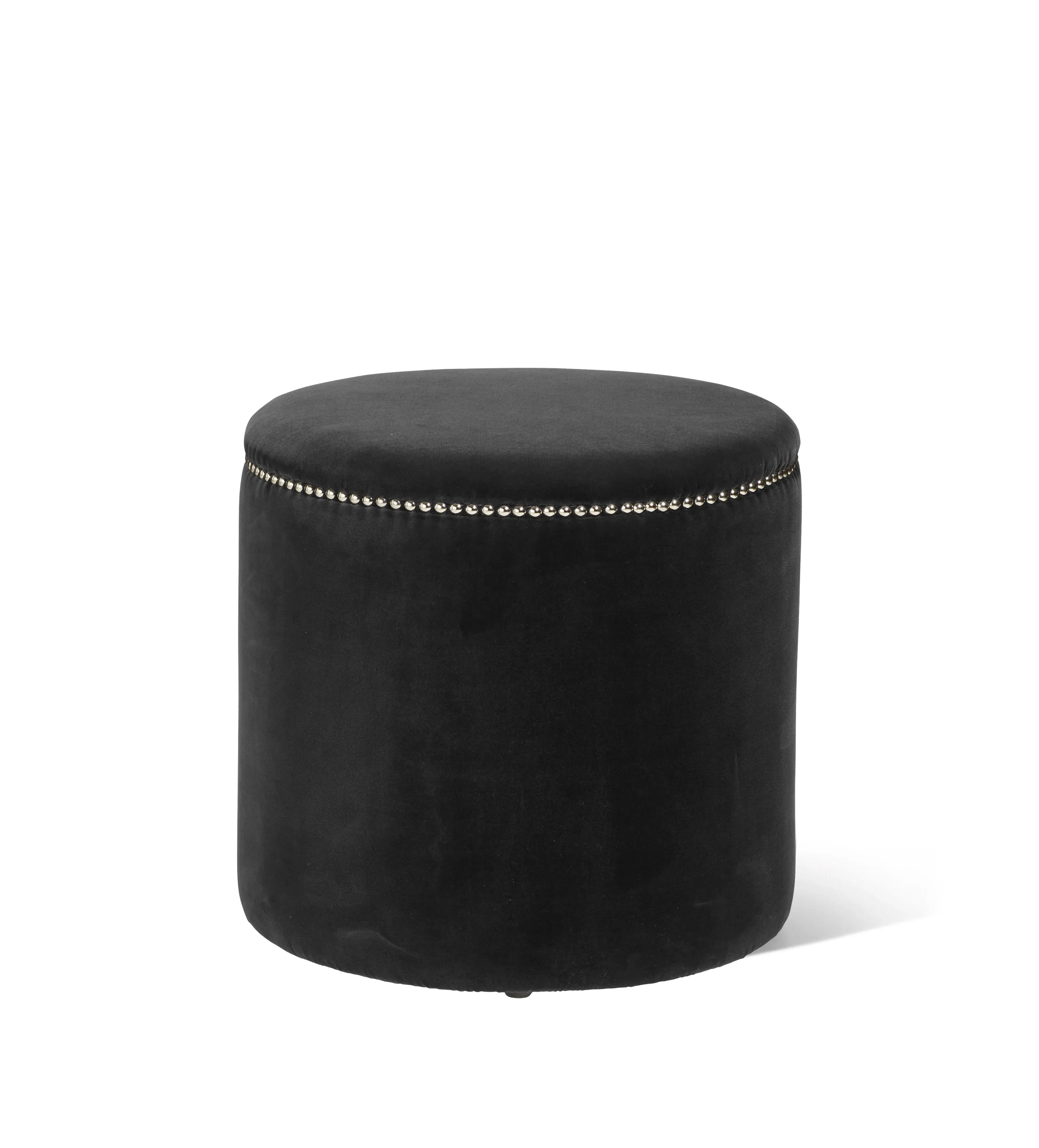 Compact Ottoman with Studs - Charcoal, Velvet image