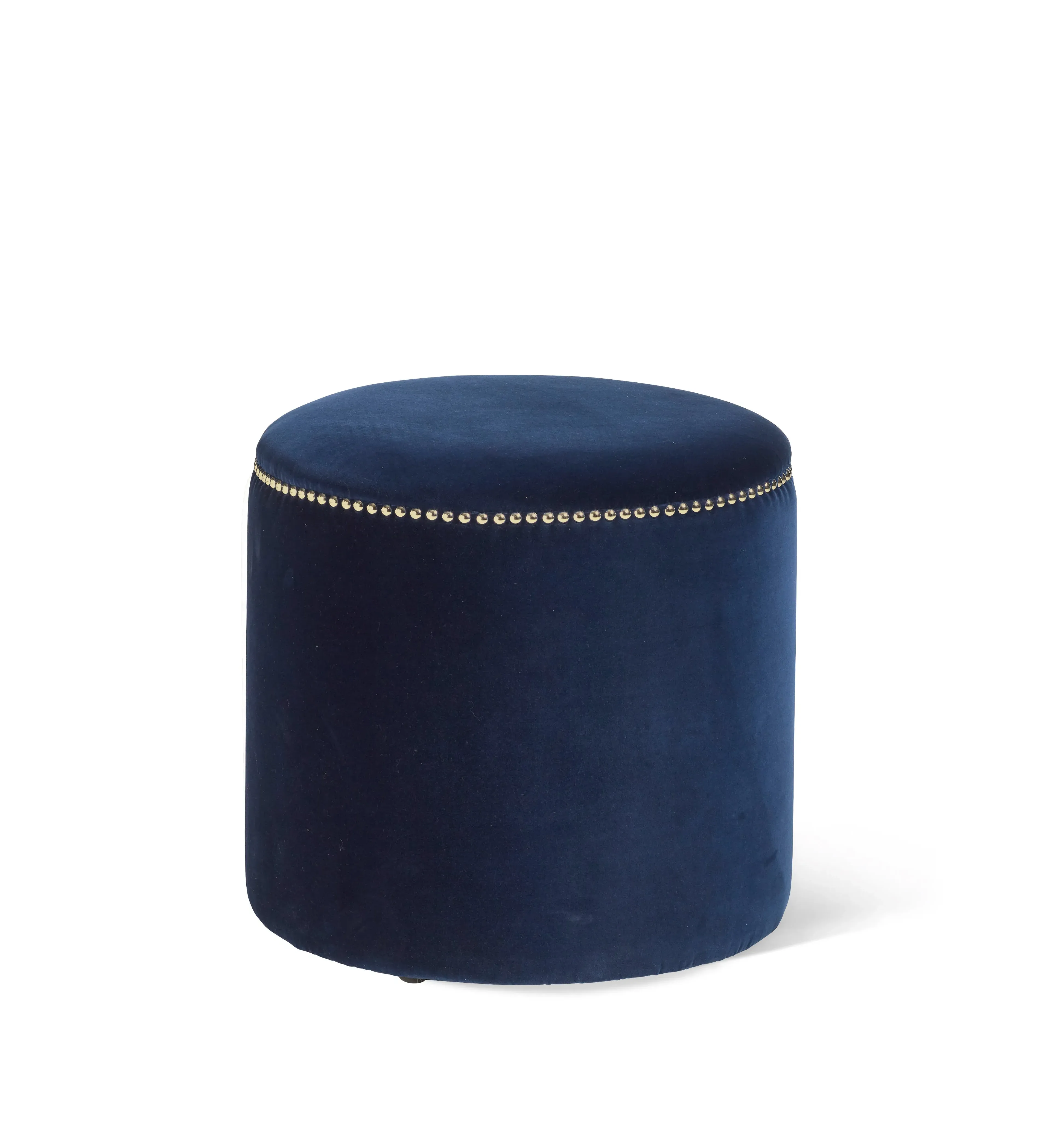 Compact Ottoman with Studs - Navy, Velvet