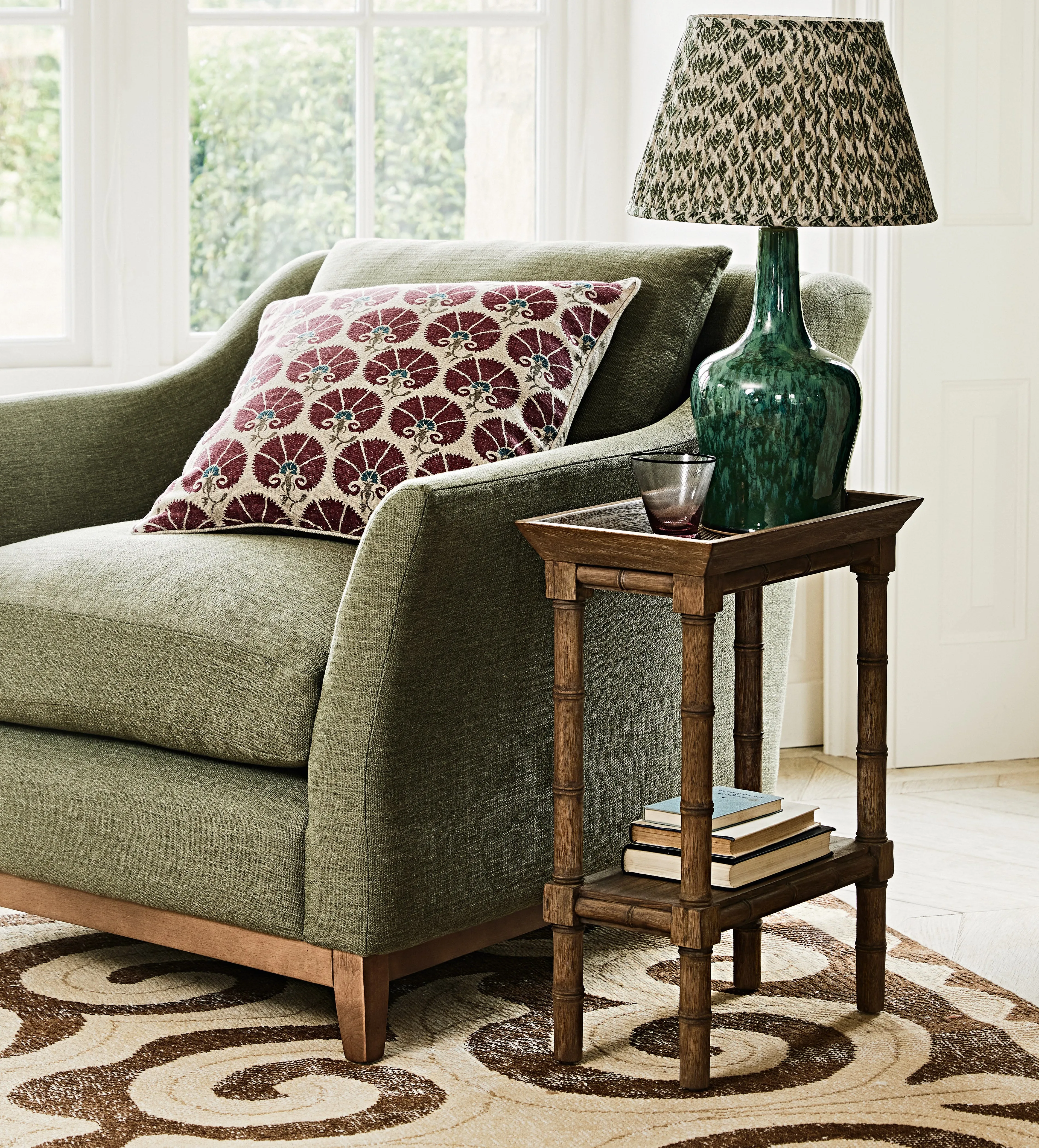 Compact Side Table with Shelf - Natural, Wicker