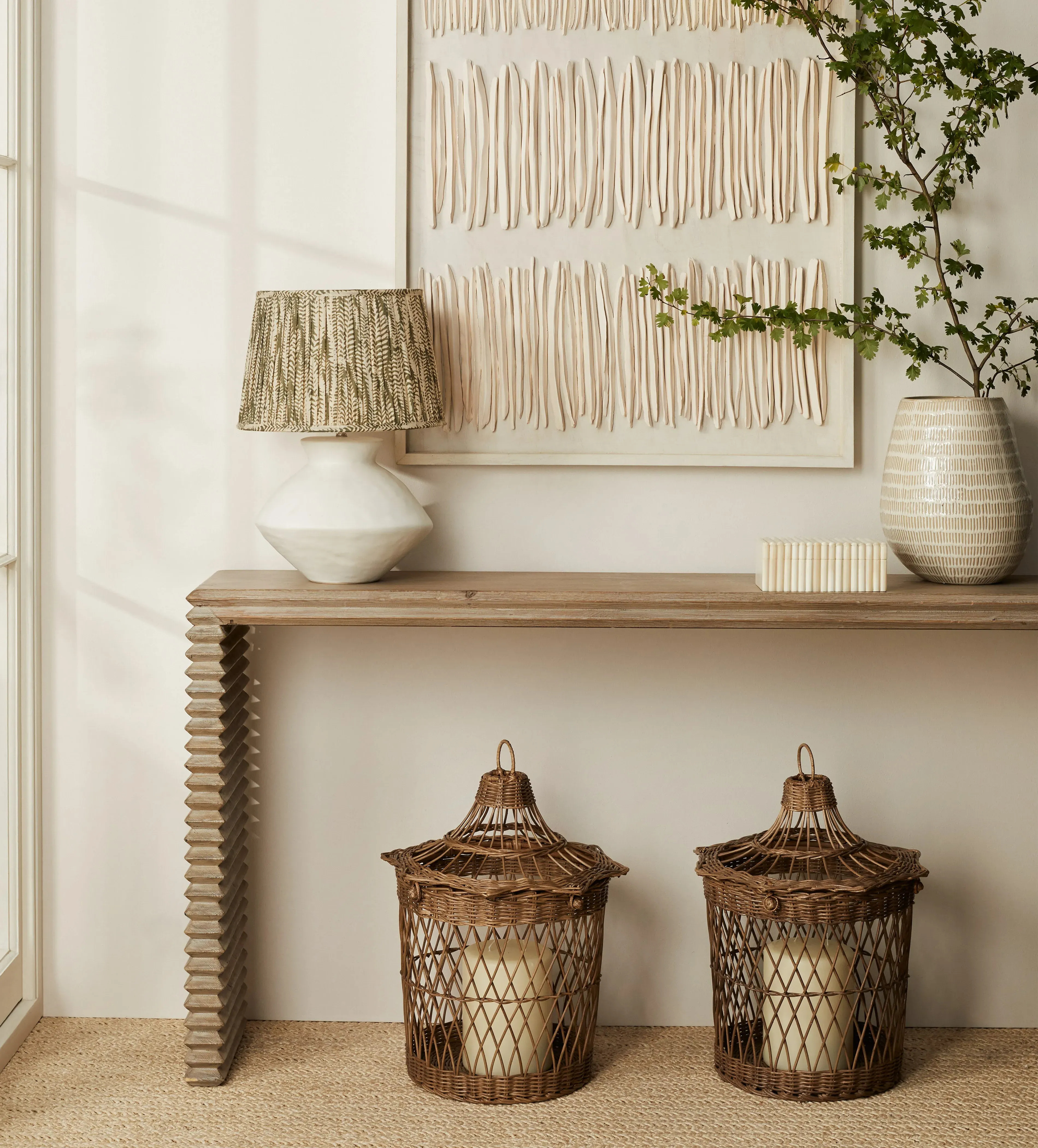 Console Table with Accordion Legs - Grey Wash