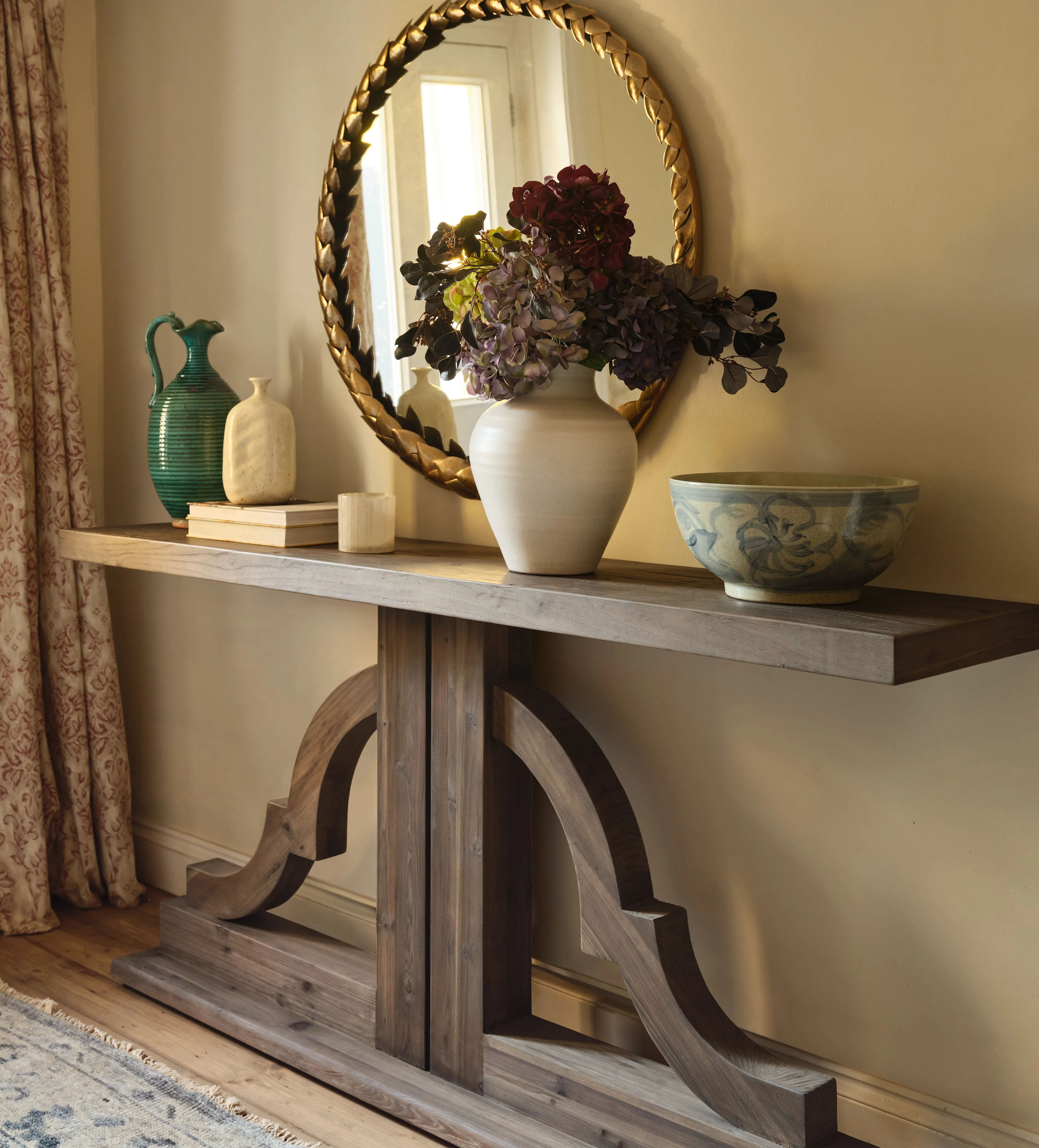 Console Table with Sculptural Design - Recycled Elm