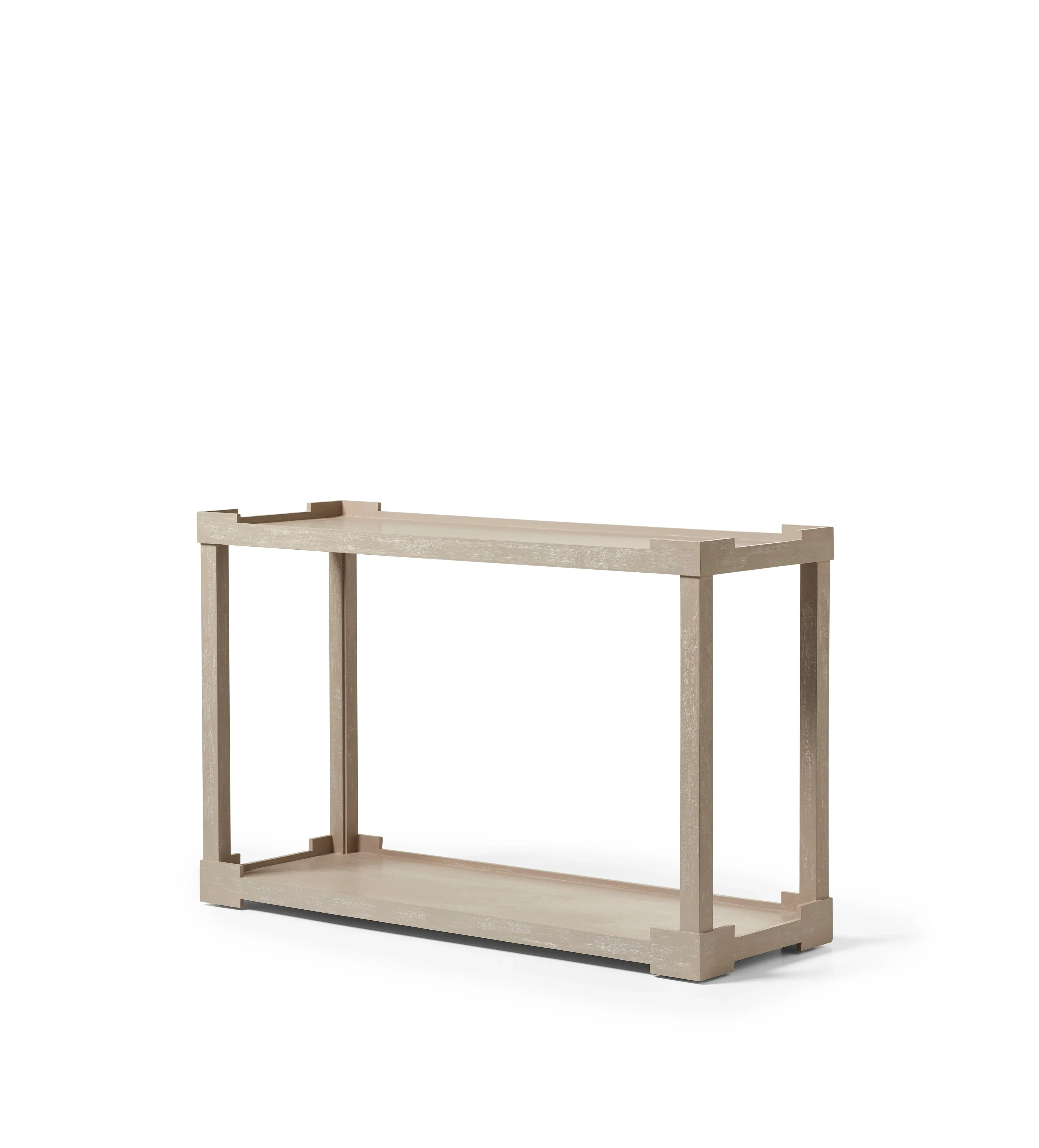 Console Table with Shelves - Natural Wood