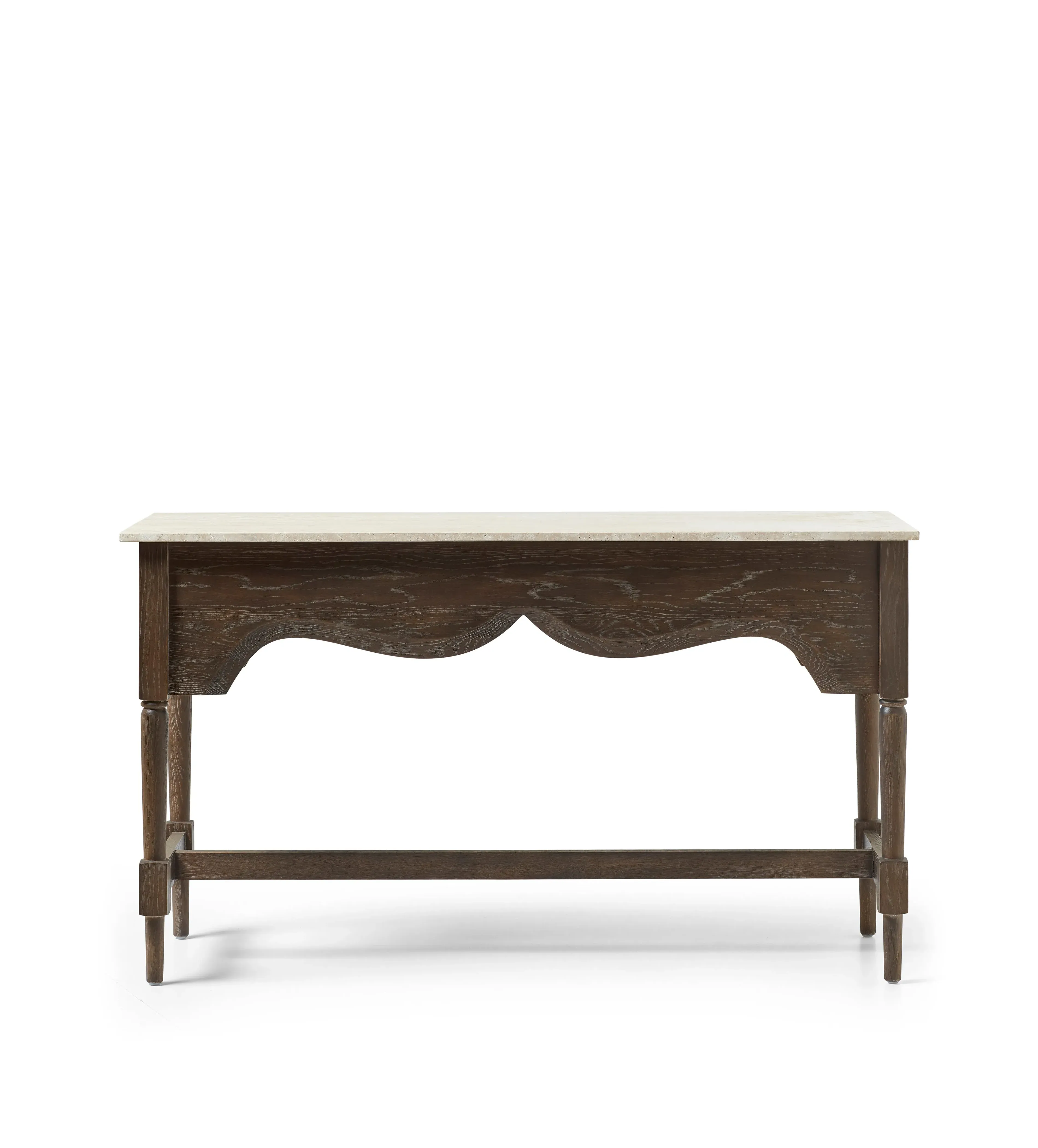 Console Table with Travertine Top - Espresso, Wood image