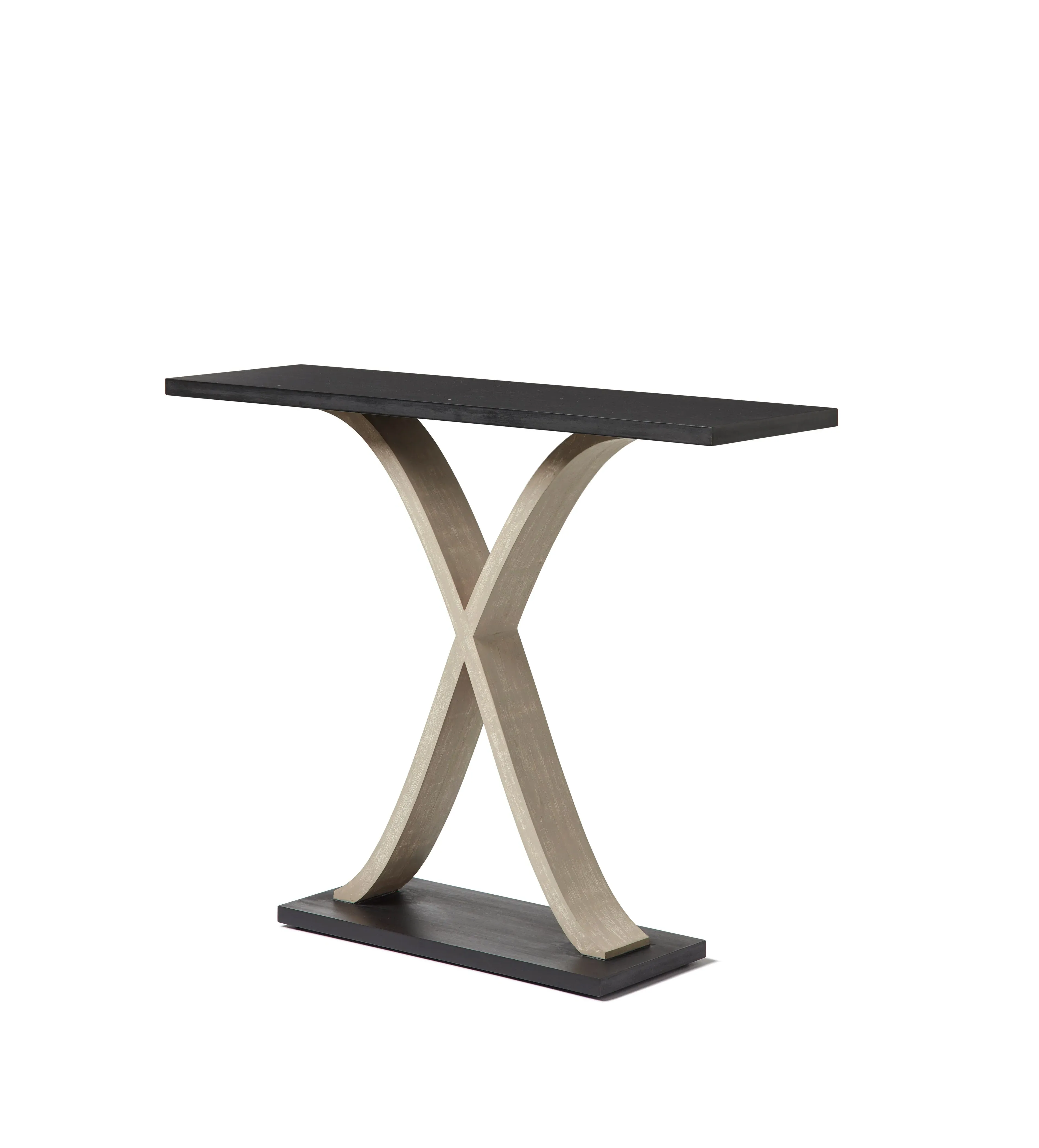 Console Table with X-Shaped Base - Dark Grey, Wood