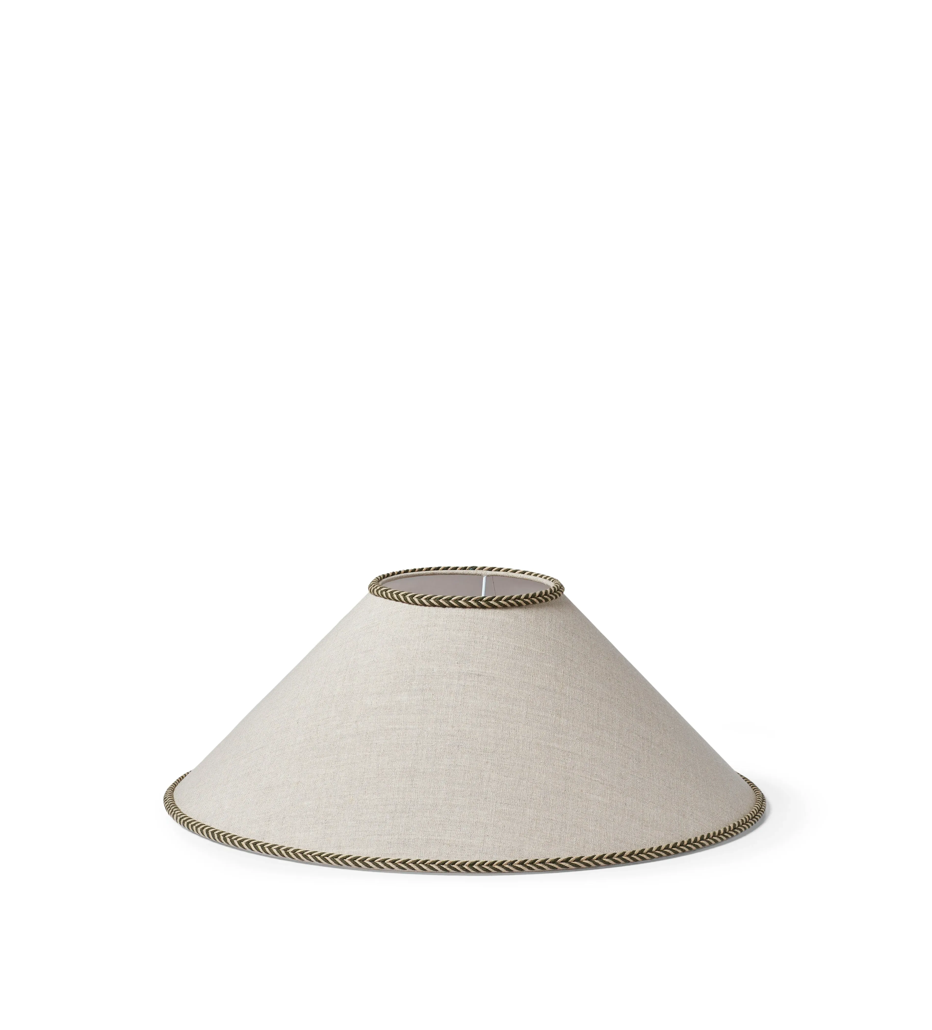 Coolie Lampshade with Embroidered Trim - Green, Linen image