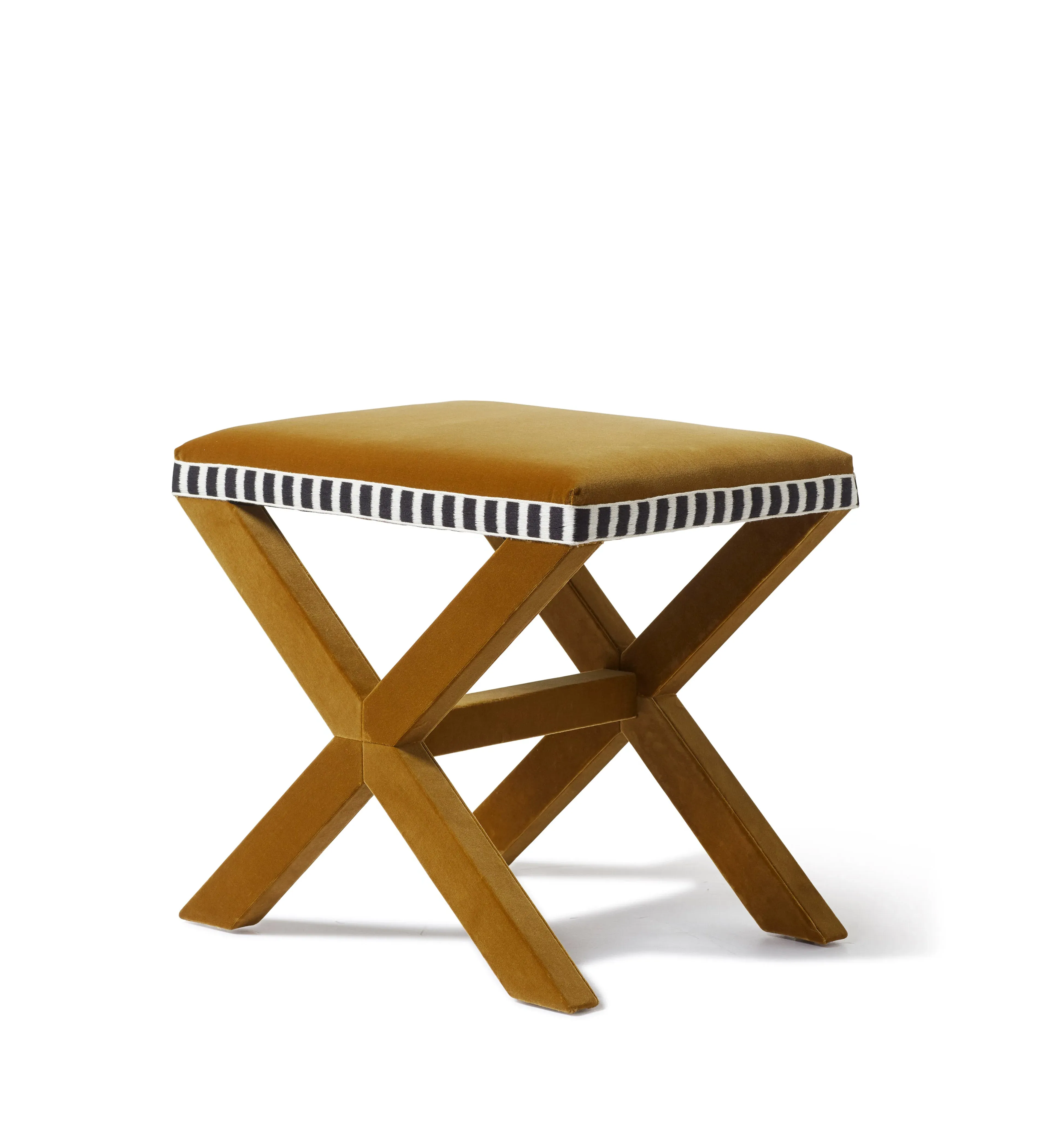 Crisscross Stool with Trim - Camel, Velvet image
