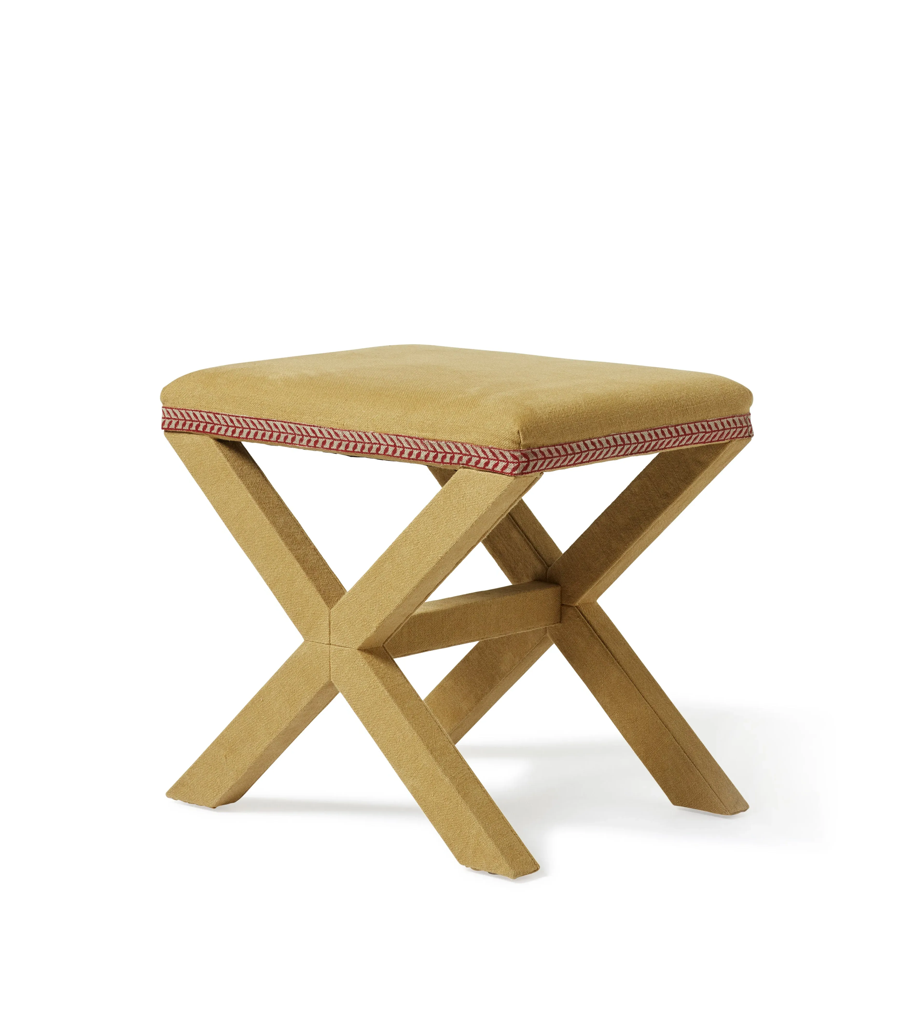 Crisscross Stool with Trim - Dijon, Linen