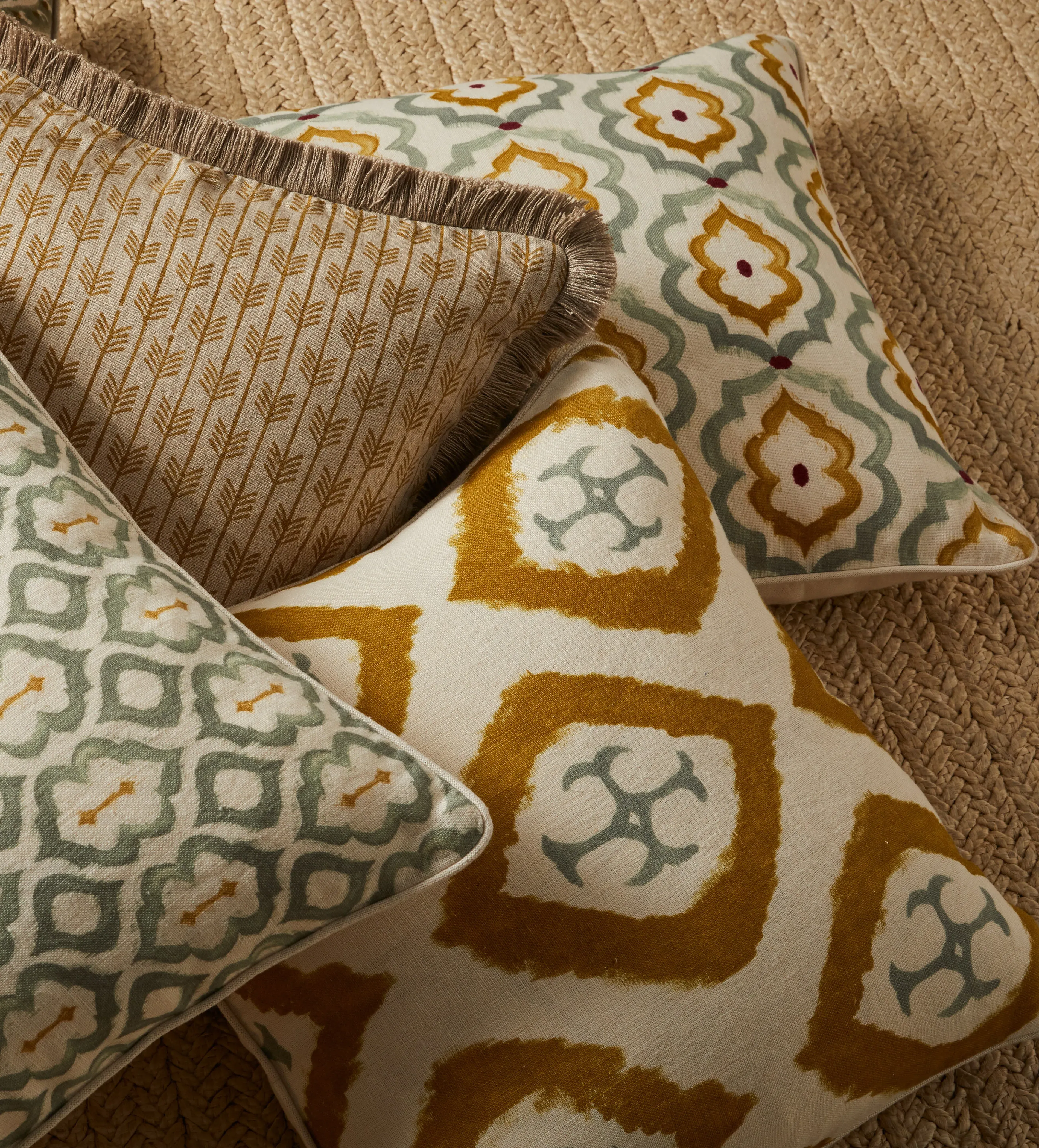 Cross Cushion Cover - Mustard, Linen