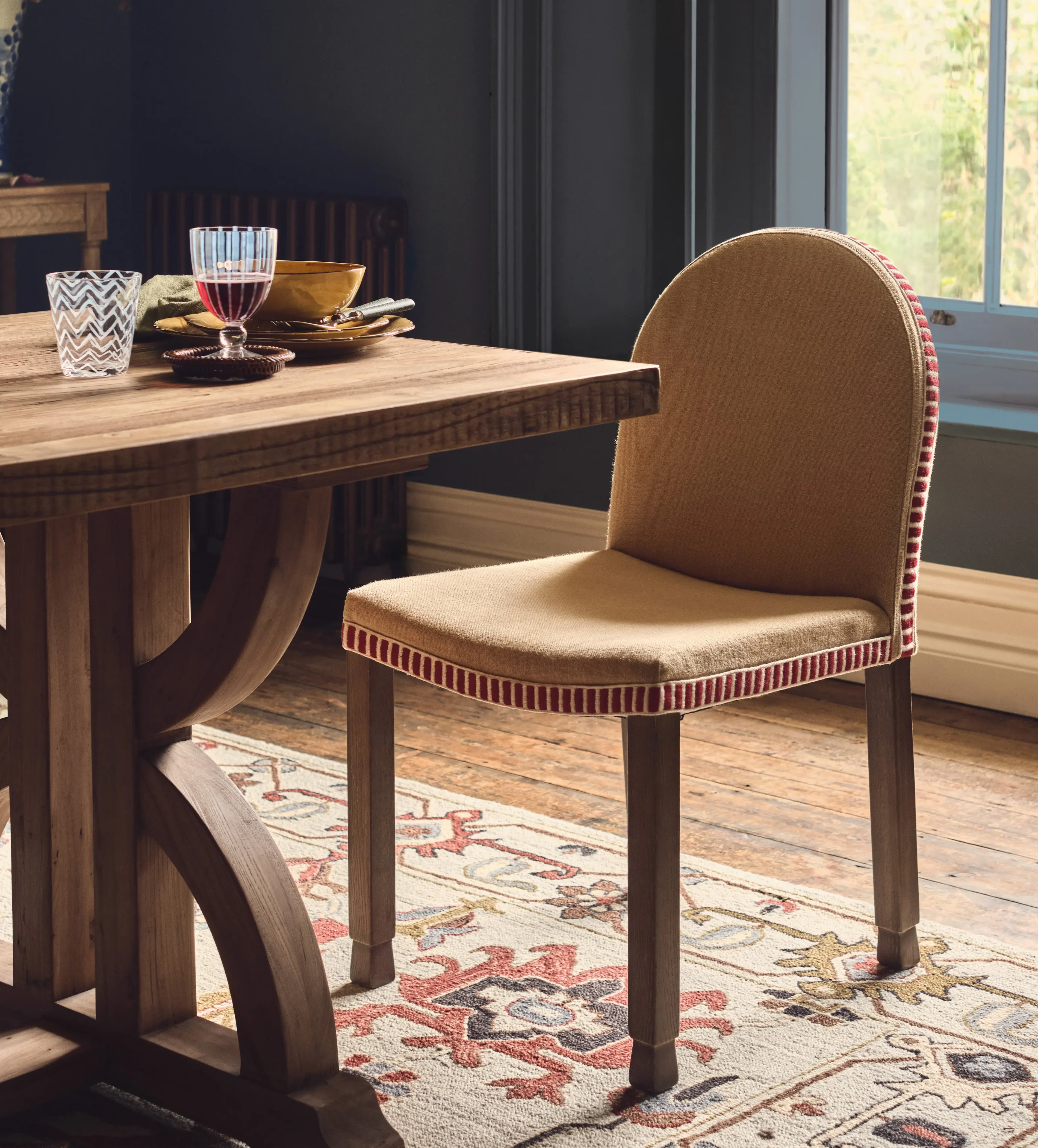 Curved Back Dining Chair - Hemp, Linen
