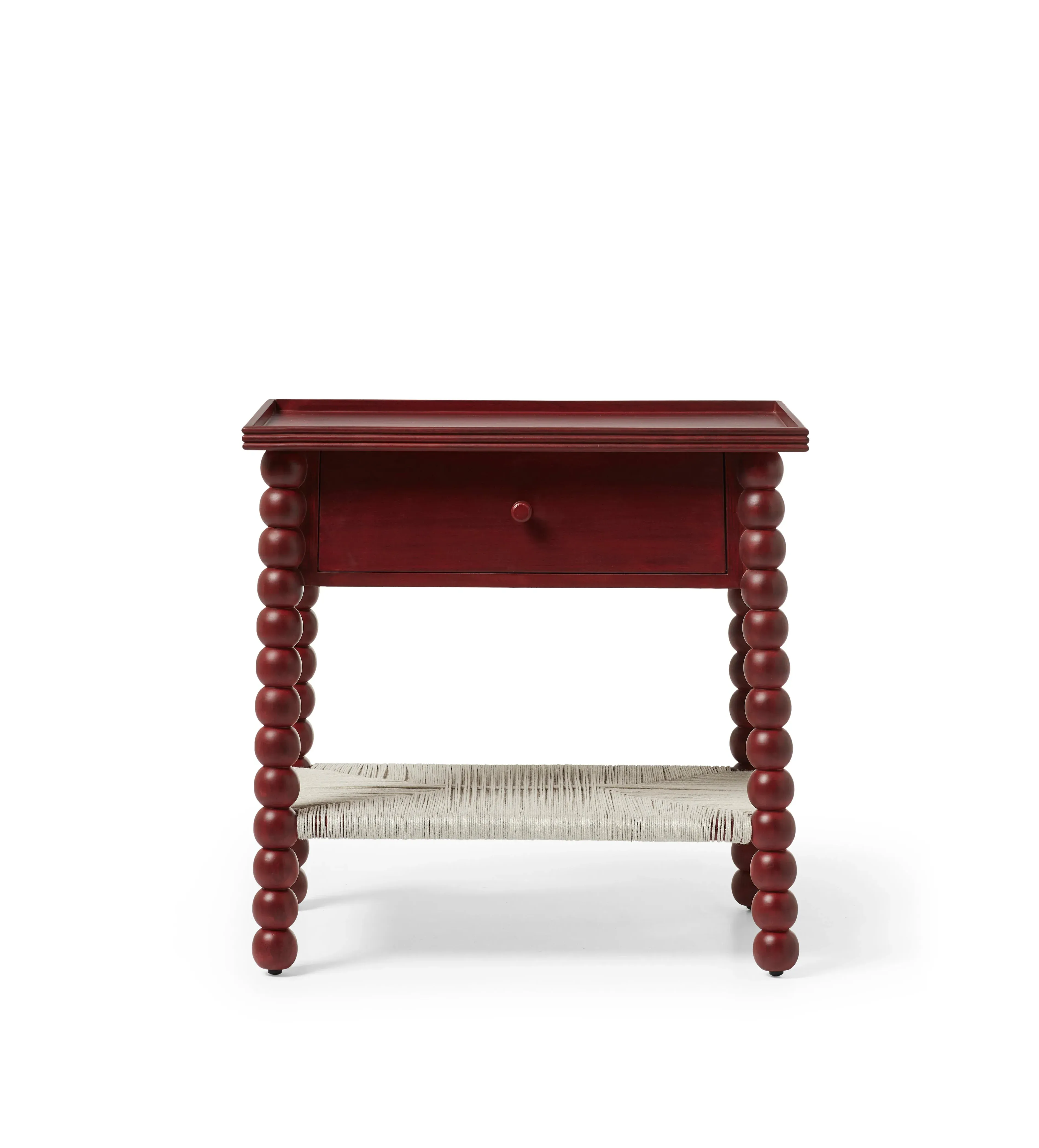 Curved Side Table with Drawer - Brushed Red image