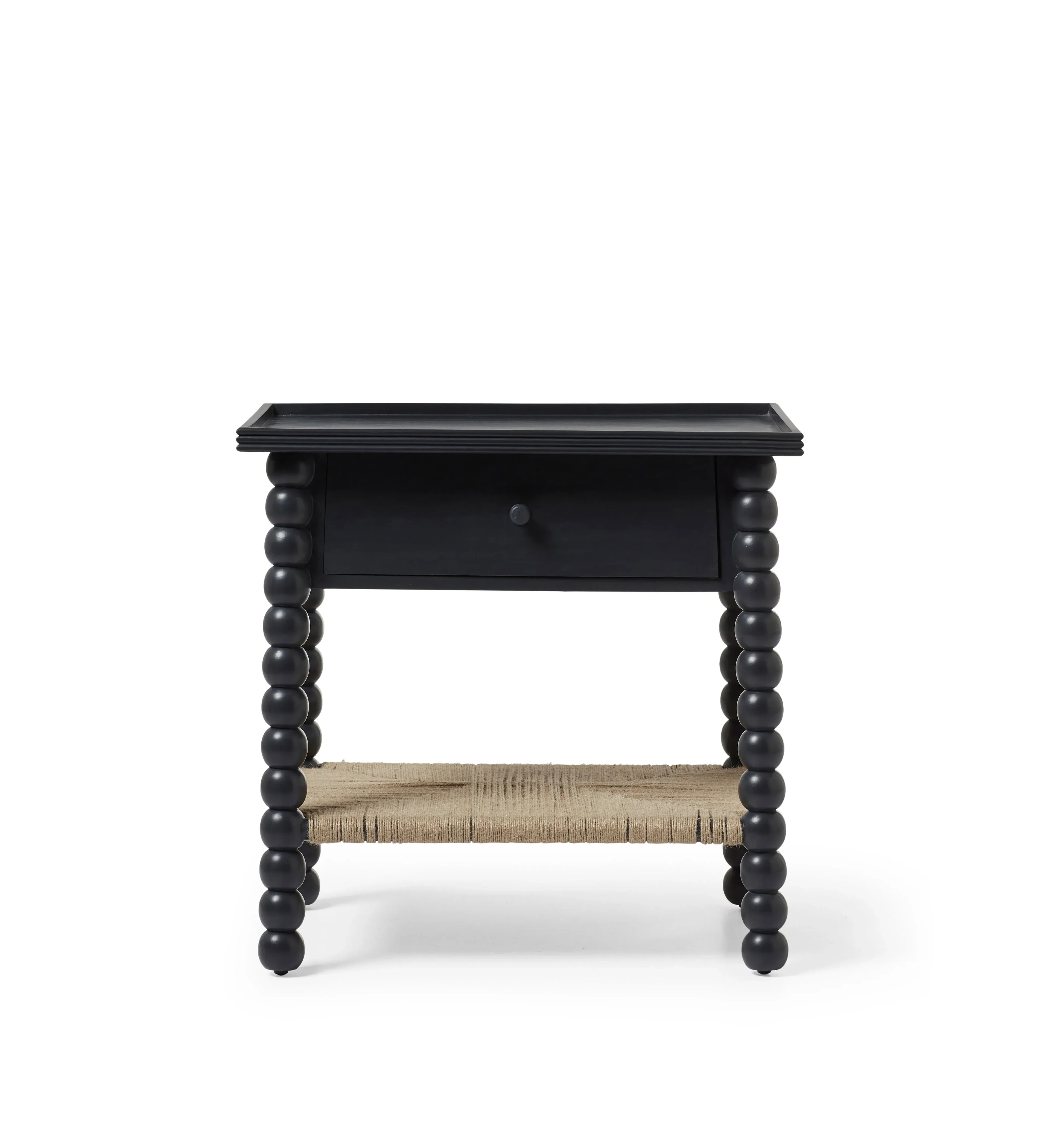 Curved Side Table with Drawer - Petrol