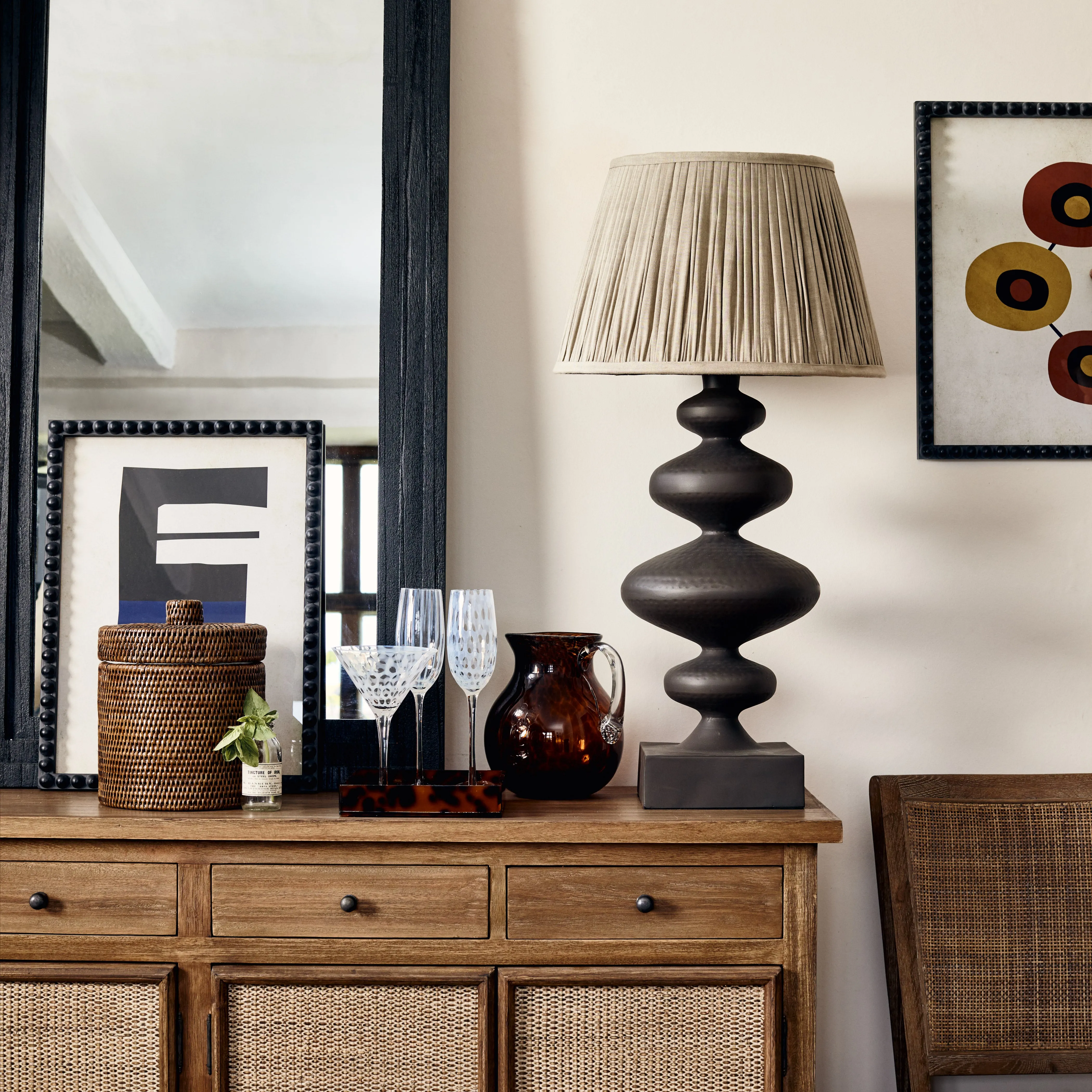 Curved Table Lamp - Antique Grey, Metal